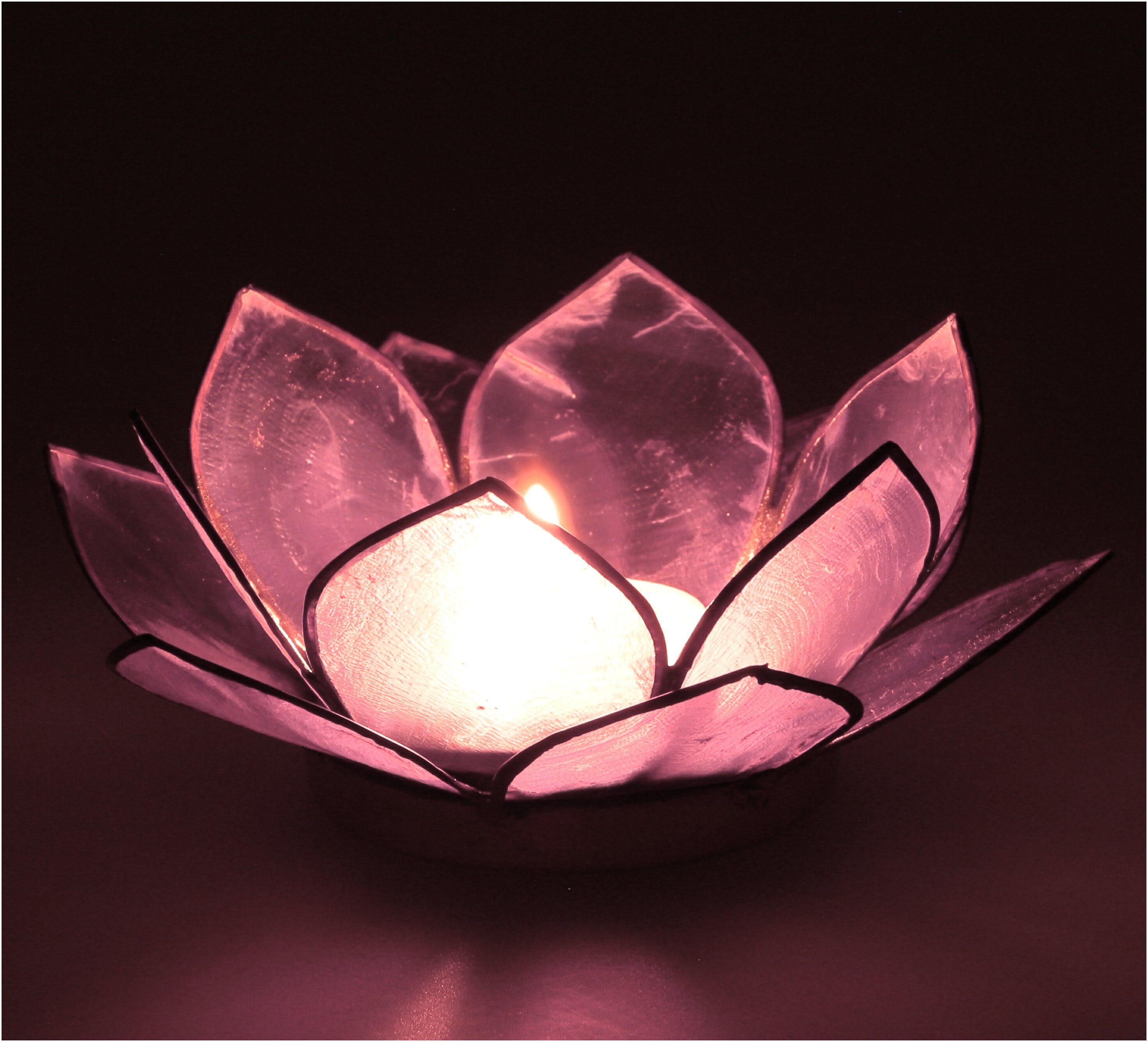 Teelicht Windlicht 11*4 dunkel-lila Muschel Guru-Shop - cm Lotus