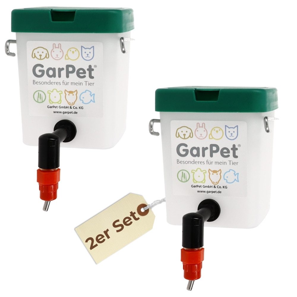 GarPet Wasserspender 2er Set Nippeltränke Kükentränke Trinkflasche Kaninchen Hasentränke 0.5 l