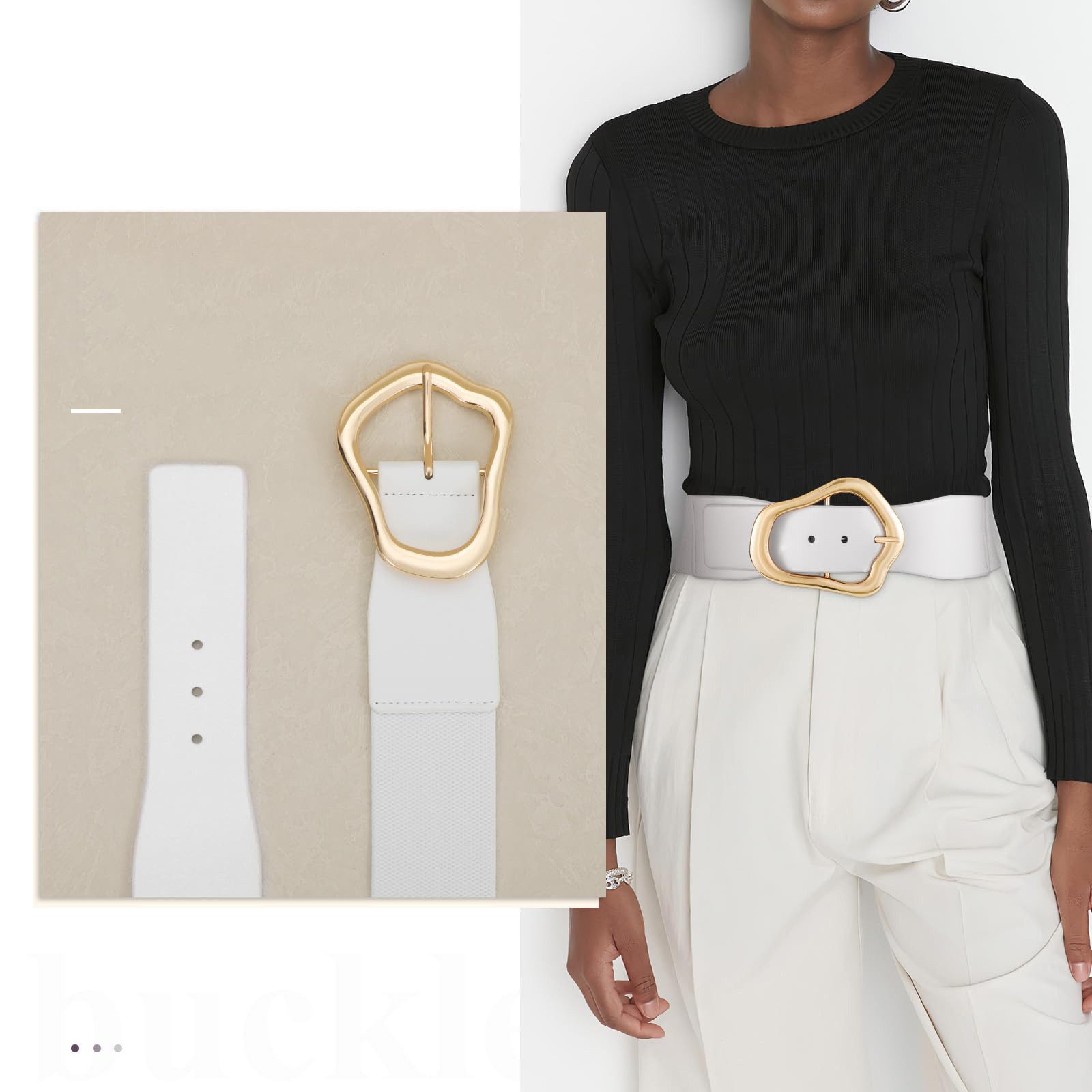 Zaewry Taillengürtel Damen elastischer breiter Stretch Gürtel Schmuckgürtel elastischer Gürtel für Kleid & Overall,Stretchleder