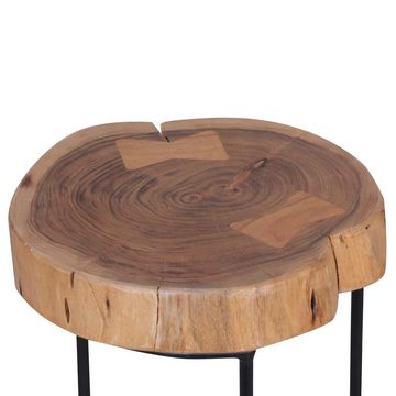 möbelando Beistelltisch Beistelltisch AKOLA Massiv-Holz Akazie Wohnzimmer-Tisch Metallbeine, 28 x 28 x 28 x 55 cm (B/D/H/L)