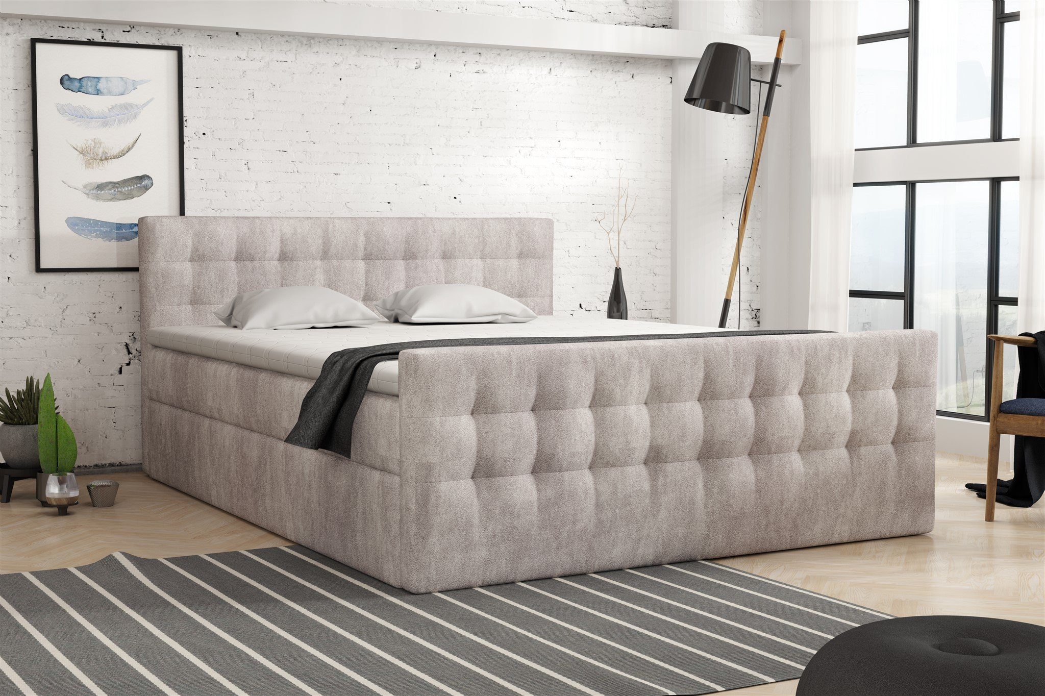 Fun Möbel Boxbett Schlafzimmerbett ANKER in Stoff Preston, Monolith oder Perfect Harmony (inkl. Kaltschaumtopper), gepolstertes Fußteil