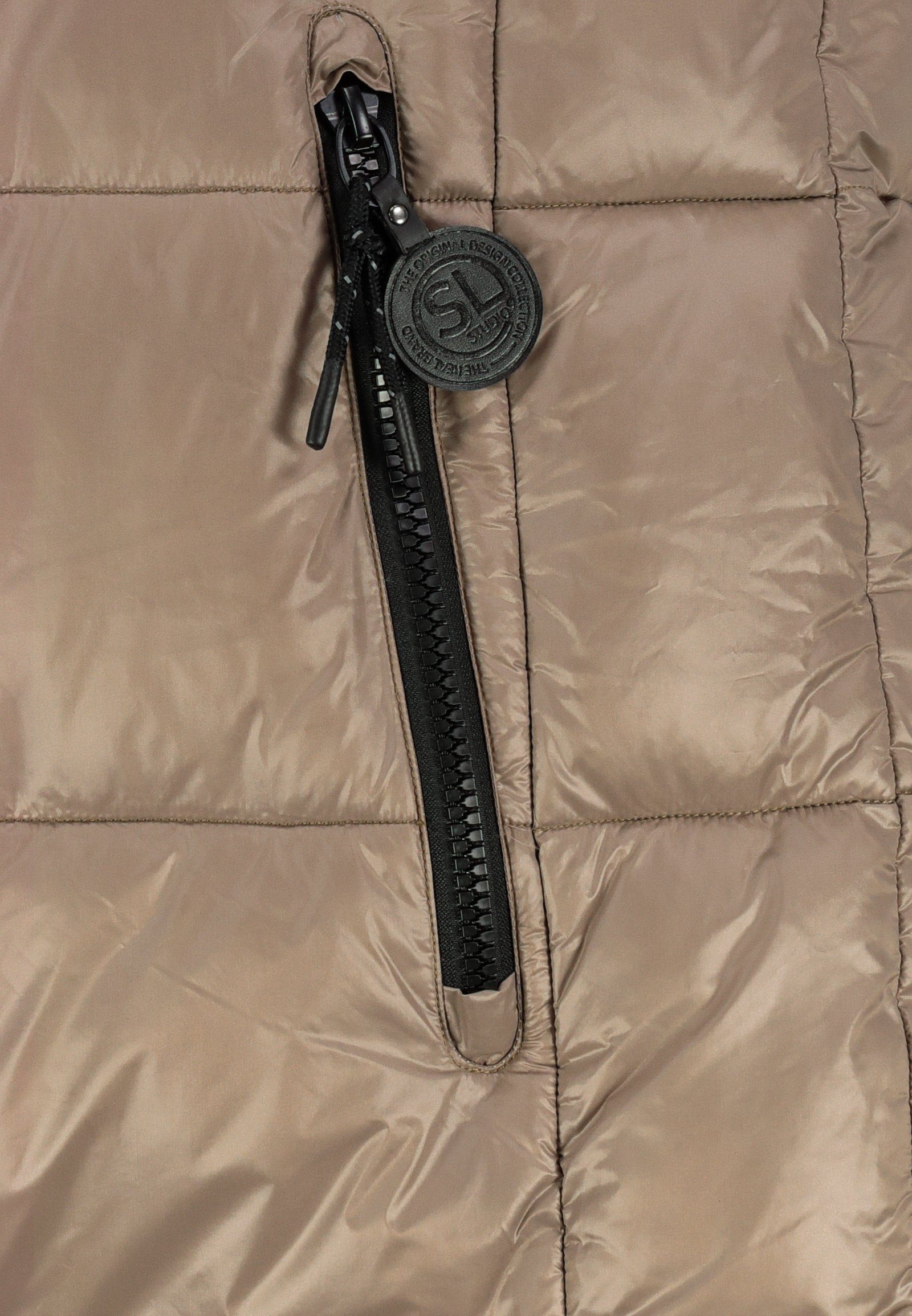 Fresh Made Steppweste Lange Stepp weste Kapuze Übergangs Herbst Frühlings Weste Windbreaker