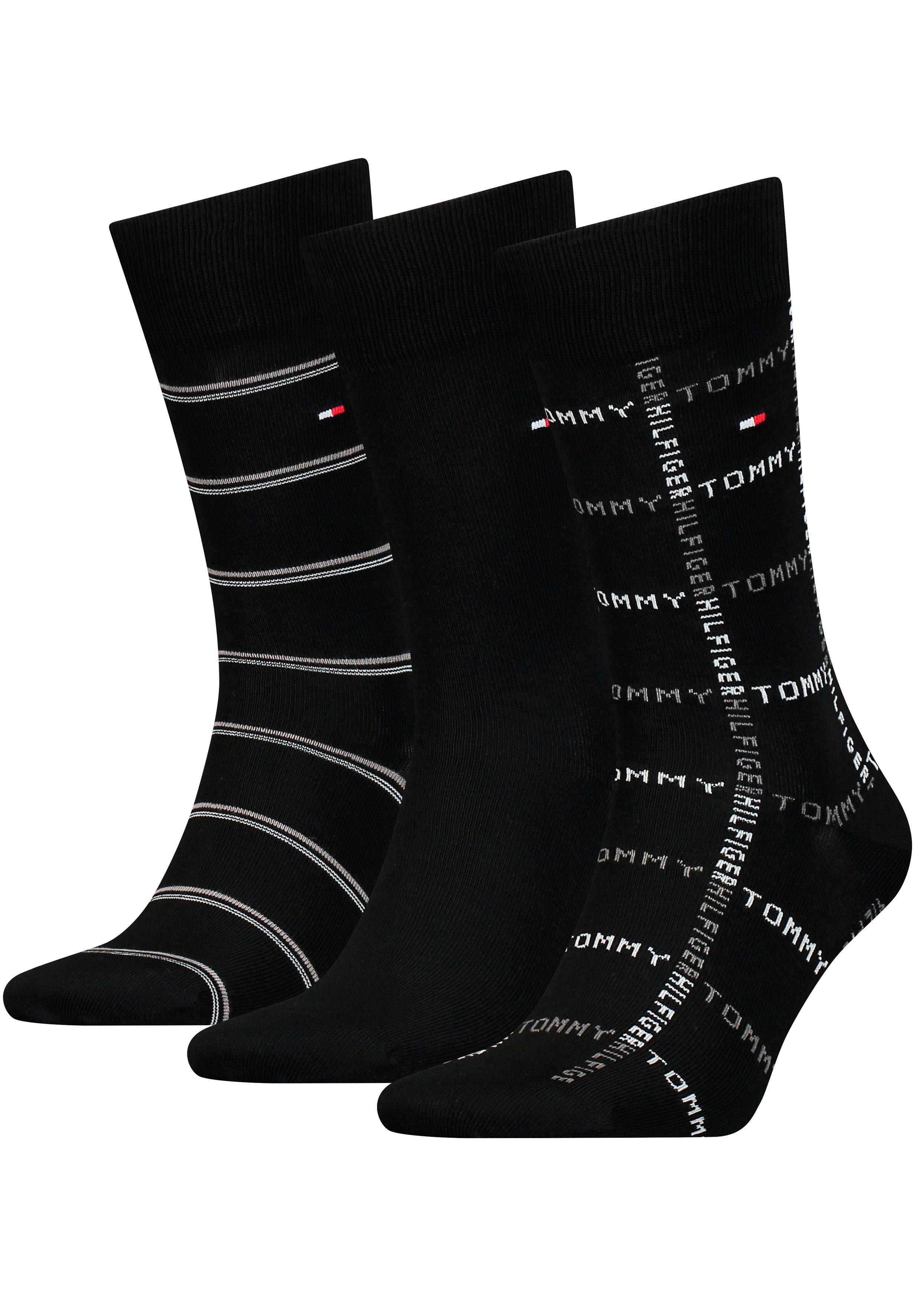 Tommy Hilfiger Socken (Packung, 3-Paar) TH MEN SOCK 3P GIFTBOX GRID STRIPE | Lange Socken