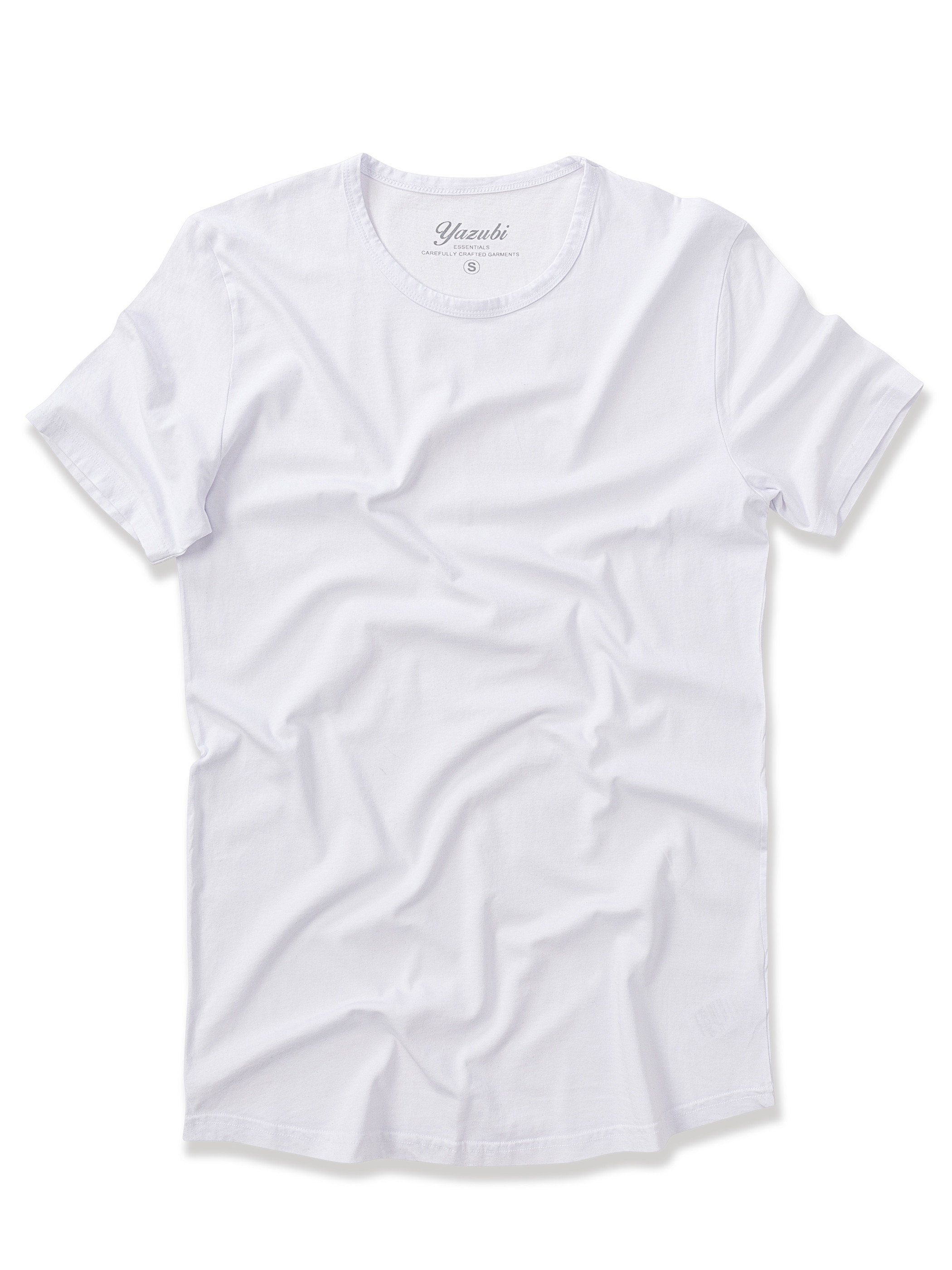 Yazubi T-Shirt Max 110601) Weiß Shaped Long (Set, 3-Pack Tee white modernes Rundhalsshirt (bright 3er-Pack)