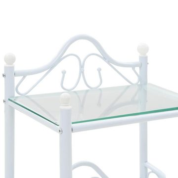 vidaXL Nachttisch Nachttisch Stahl und gehärtetes Glas 45x30,5x60 cm Weiß