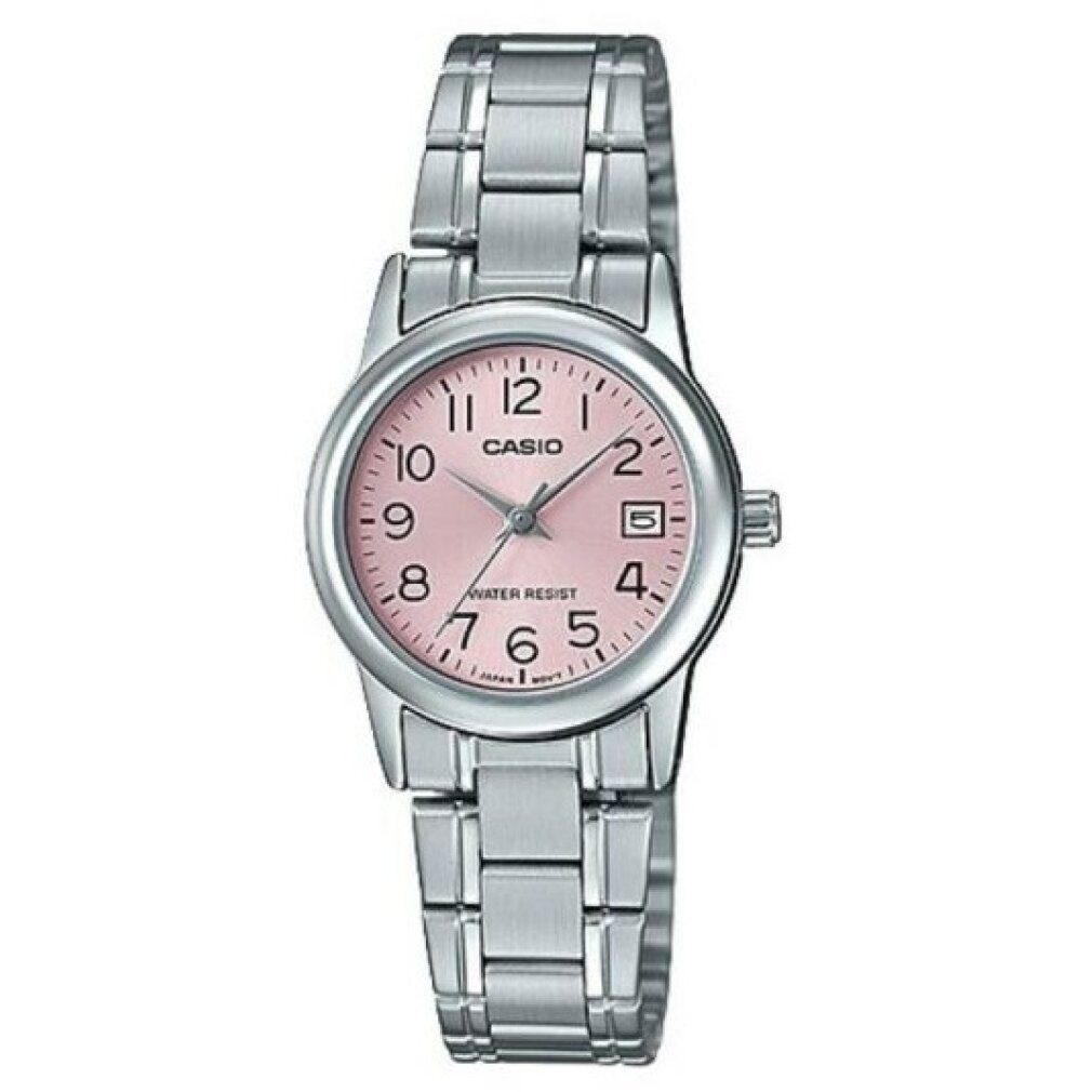 CASIO Luxusuhr #LTP-V002D-4B Women's Standard Stainless Steel Pink Dial Date Watch