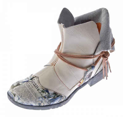 TMA Schlupf Schuhe Leder Stiefeletten TMA 5161 Boots Stiefelette Used Look, Zeitungsdruck, Bänder, Ganzjahresartikel