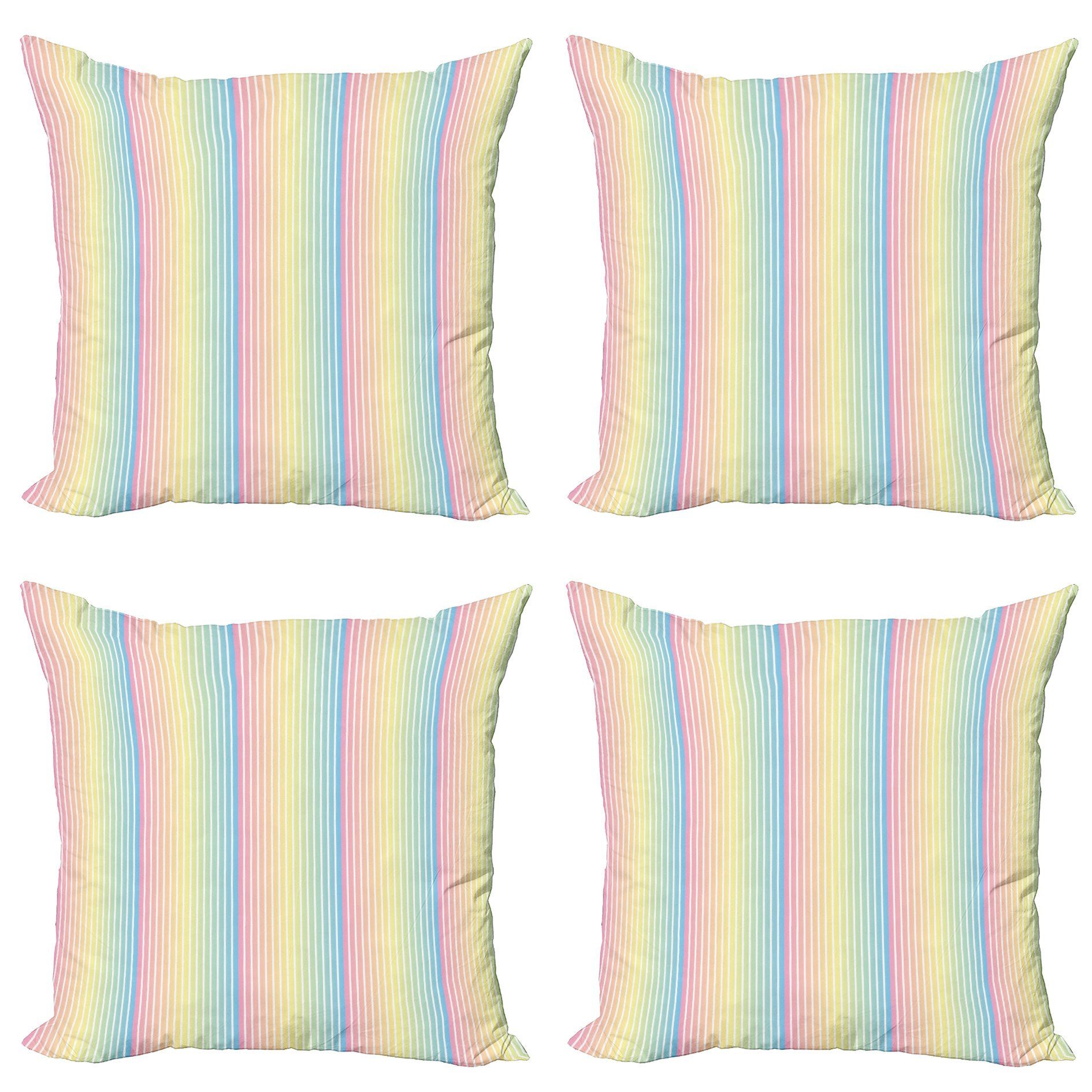 Kissenbezüge Modern Accent Doppelseitiger Digitaldruck, Abakuhaus (4 Stück), Nadelstreifen Blended weichen Pastellfarben
