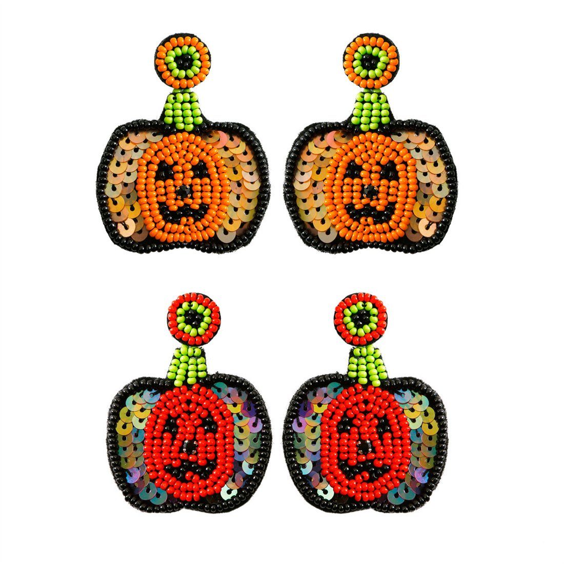 DÖRÖY Paar Ohrhänger Ohrringe,Übertriebene orange Ohrringe,Ohrringe Kopf Halloween Gespenst Kürbis