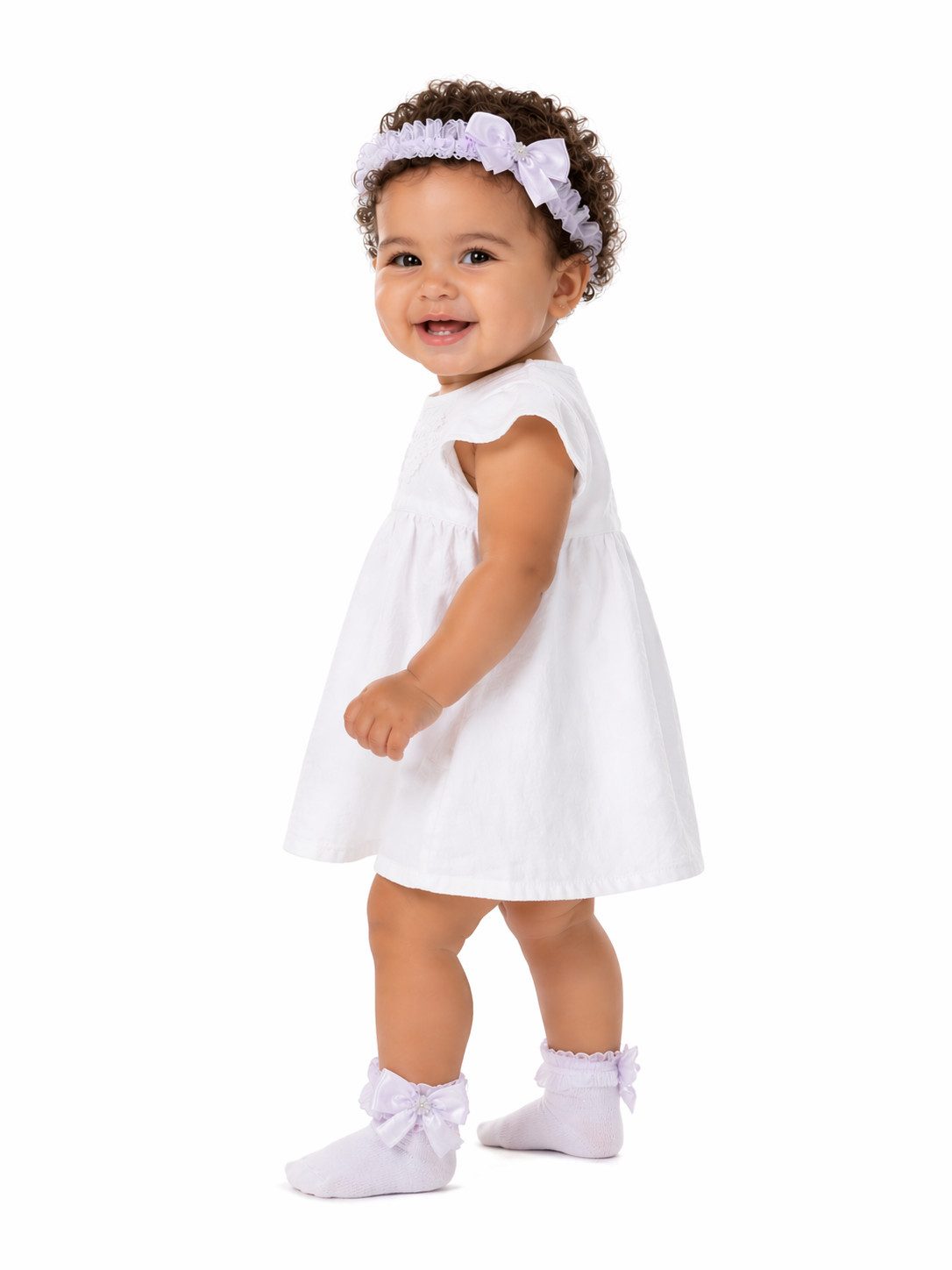 Socken Socken und Stirnband für Baby Kinder weiß festlich Strümpfe Rüschen