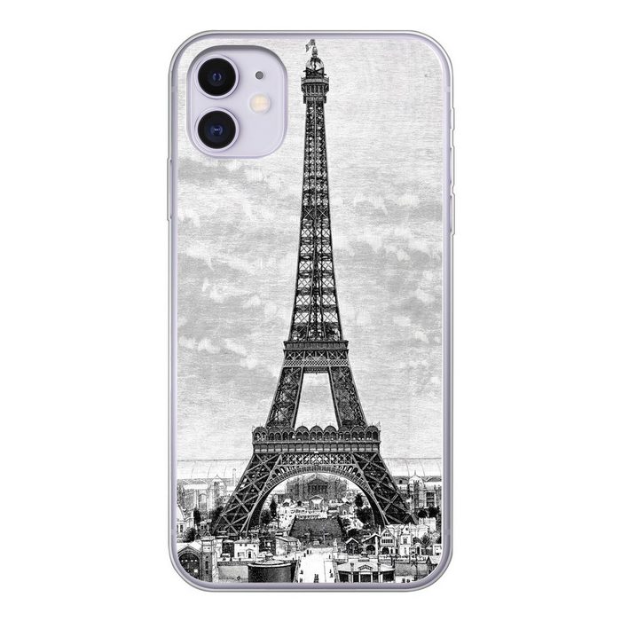 MuchoWow Handyhülle Eine Illustration des Eiffelturms aus dem 19. Jahrhundert Handyhülle Apple iPhone 11 Smartphone-Bumper Print Handy