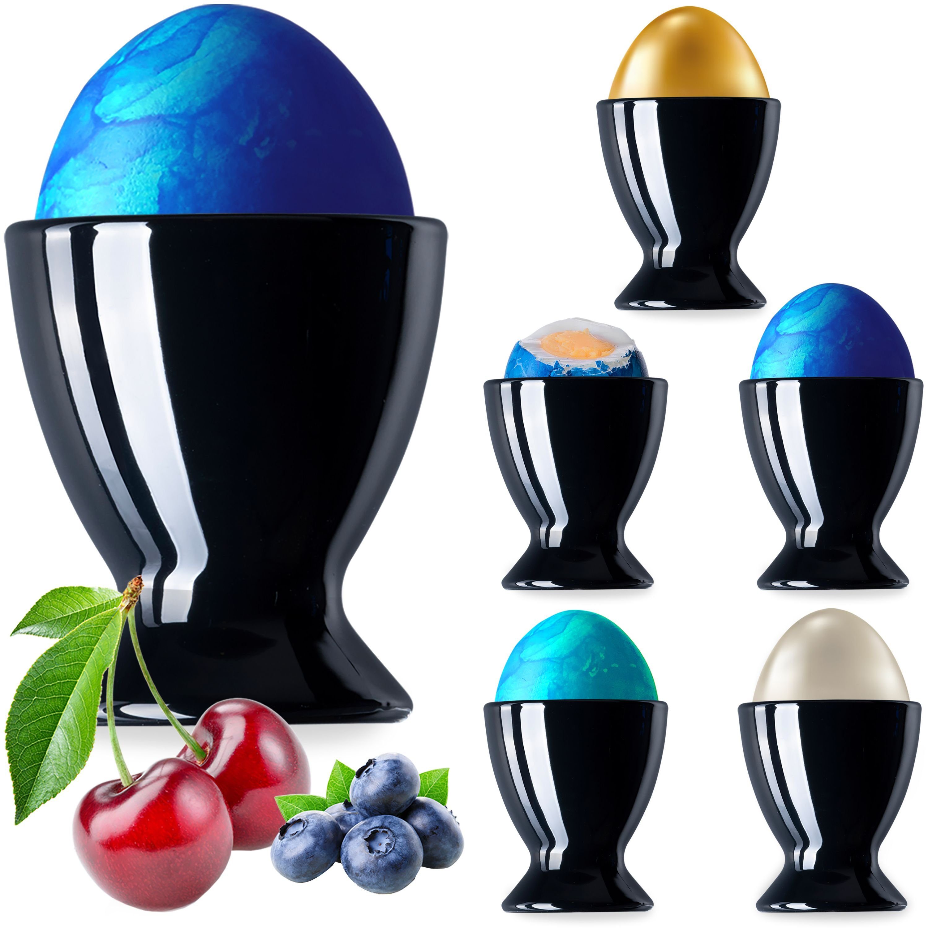 Schwarze Eierbecher Eierbecher, Likörgläser PLATINUX Stück), (6 Frühstück Eierständer Brunch Egg-Cup Eierhalter
