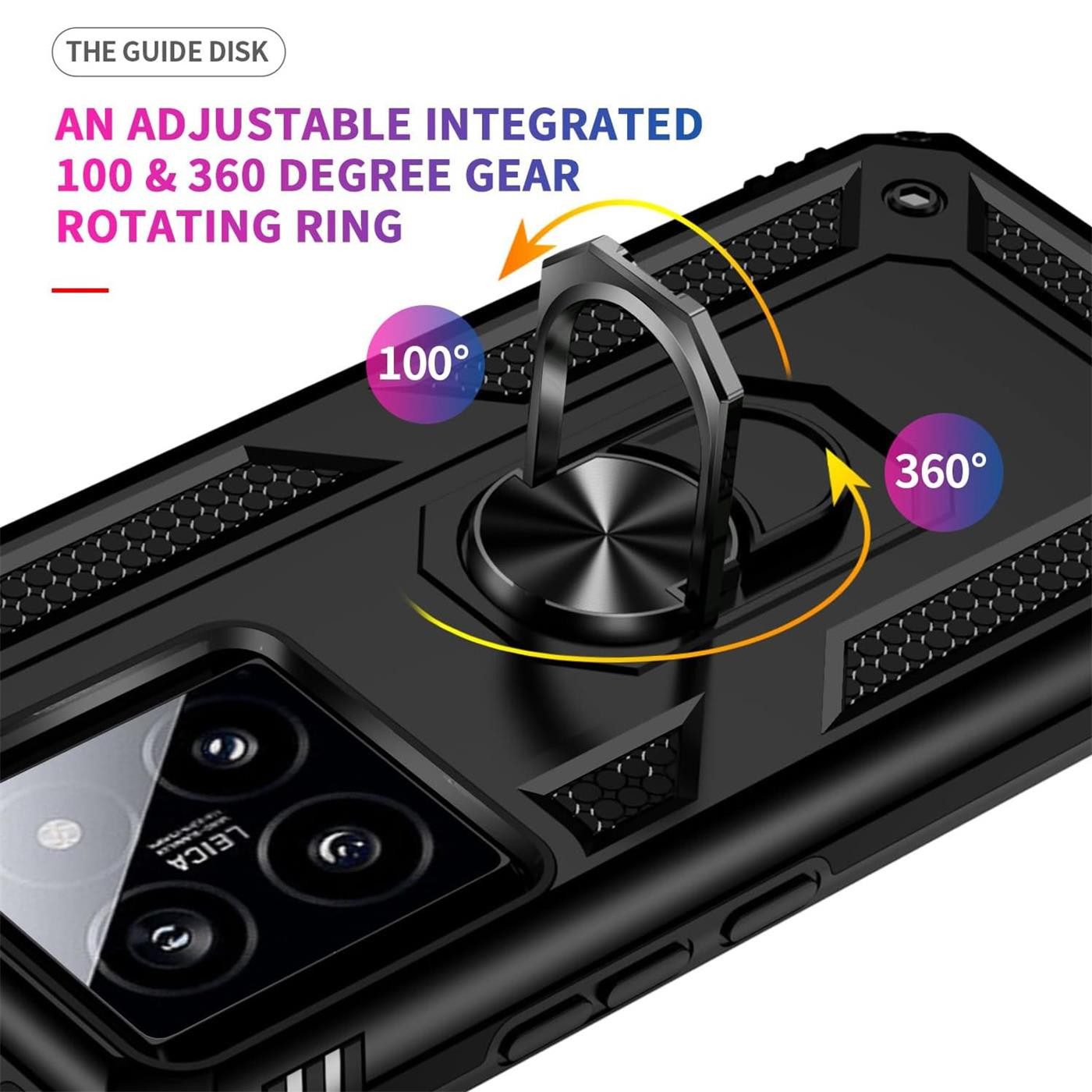CoolGadget Handyhülle Schwarz als 2in1 Schutz Cover Set für das Xiaomi 14 6,36 Zoll, 2x 9H Glas Display Schutz Folie + 1x TPU Case Hülle für 14