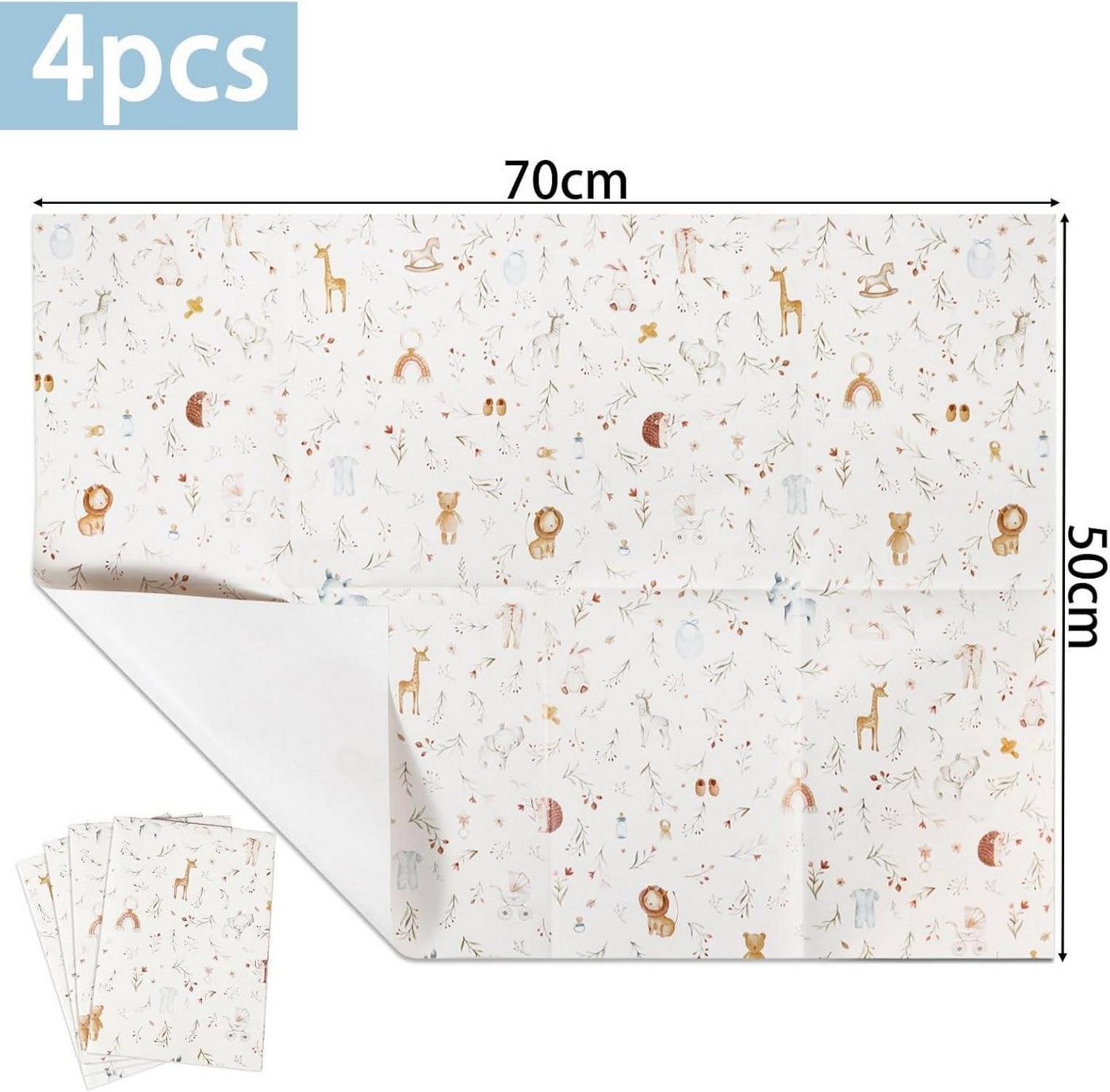 Thumbnail - LuxusKollektion Geschenkpapier 4 Blatt Taufe Geschenkpapier Kinder Tiermuster Verpackungspapier