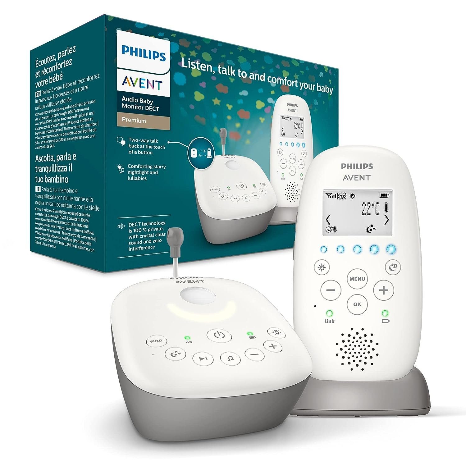 Babyphone SCD733/26 Eco-Mode Audio Avent Sternenhimmel Babyphone DECT Philips