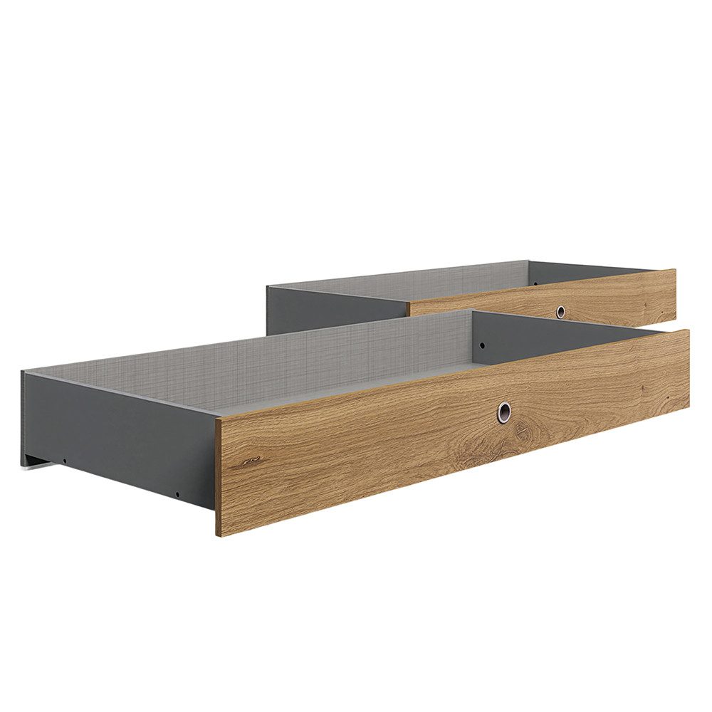 Lomadox Bettschubkasten VIESTE-43, 2er Set, Eiche