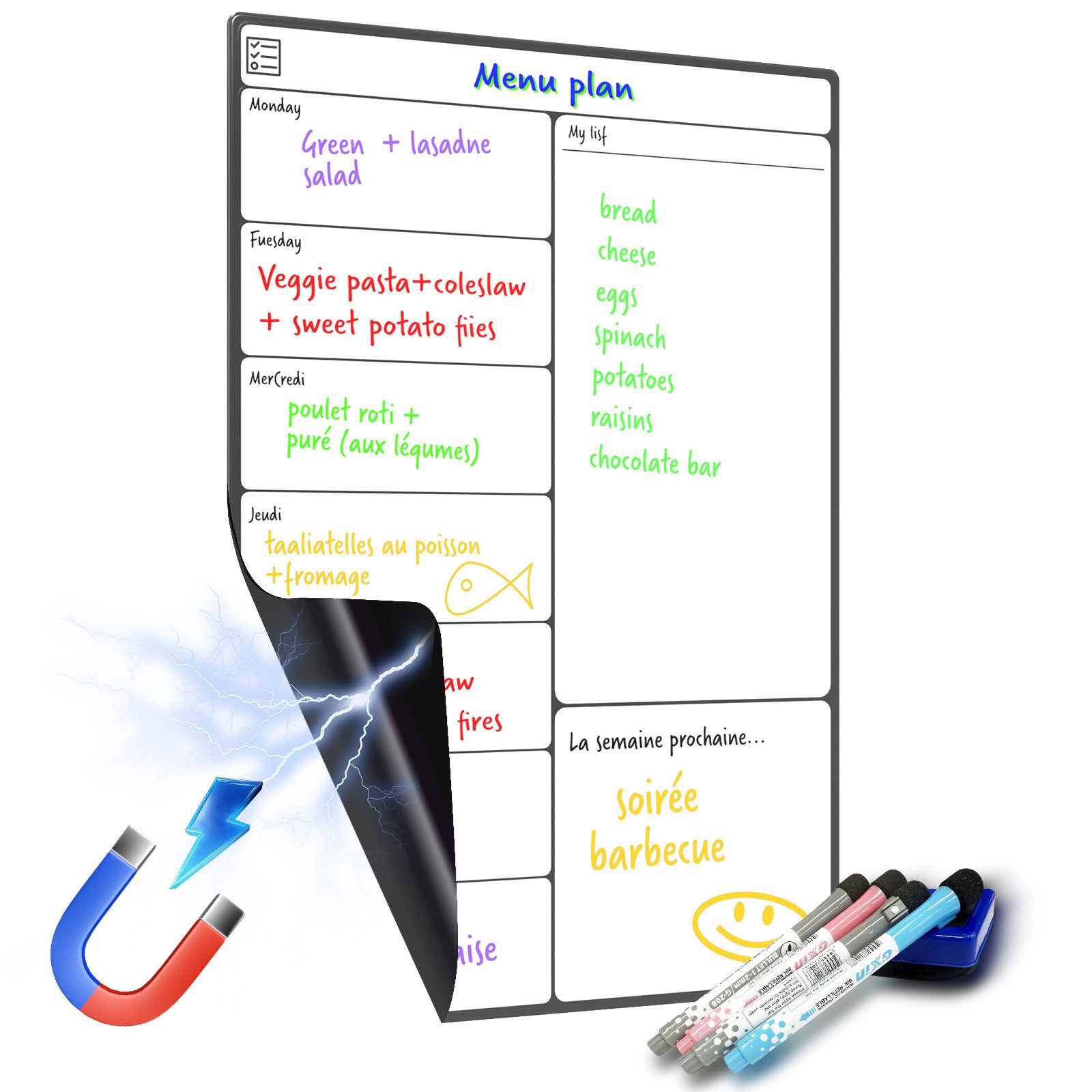 Comfy Mate Magnettafel Whiteboard Magnetisch A3 für Kühlschrank, Wochenplan günstig online kaufen