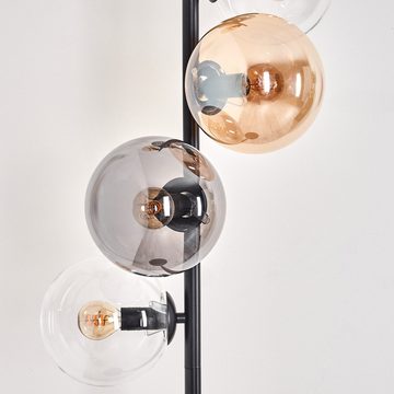 hofstein Stehlampe Stehlampe aus Metall/Glas in Schwarz/Rauch/Bernstein/Klar, ohne Leuchtmittel, Leuchte mit Glasschirmen (15cm),Schalter, 6 xE14, ohne Leuchtmittel