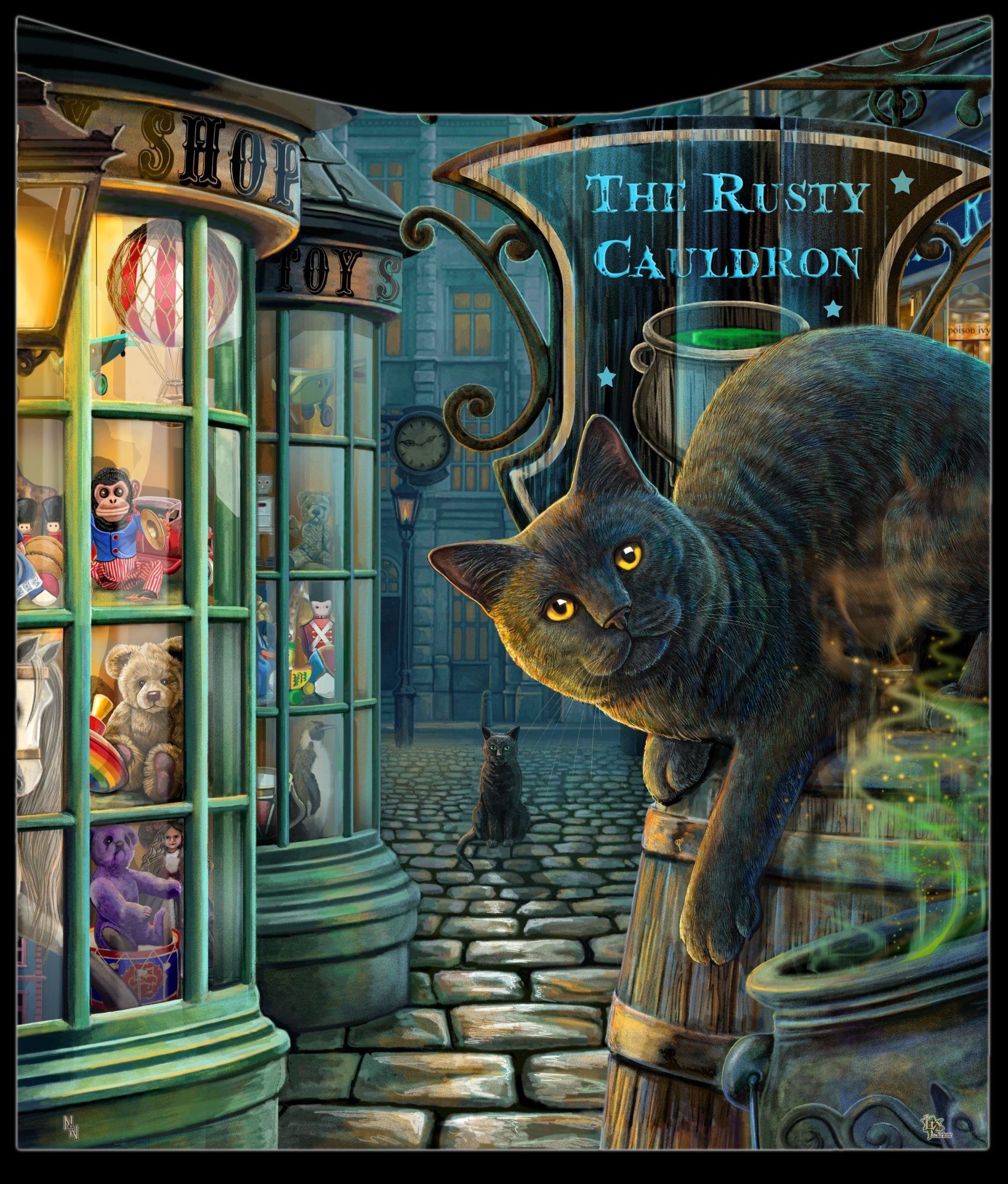 Tagesdecke Kuscheldecke Hexen Katze - Rusty Cauldron Tagesdecke Decke Lisa Parker, Lisa Parker | Tagesdecken