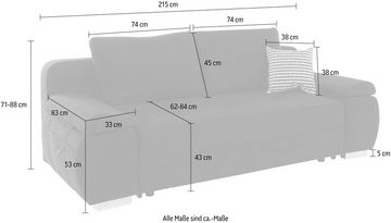 COLLECTION AB Schlafsofa Pumo, mit Boxspring-Aufbau, Bettfunktion und Bettkasten, inklusive Federkern