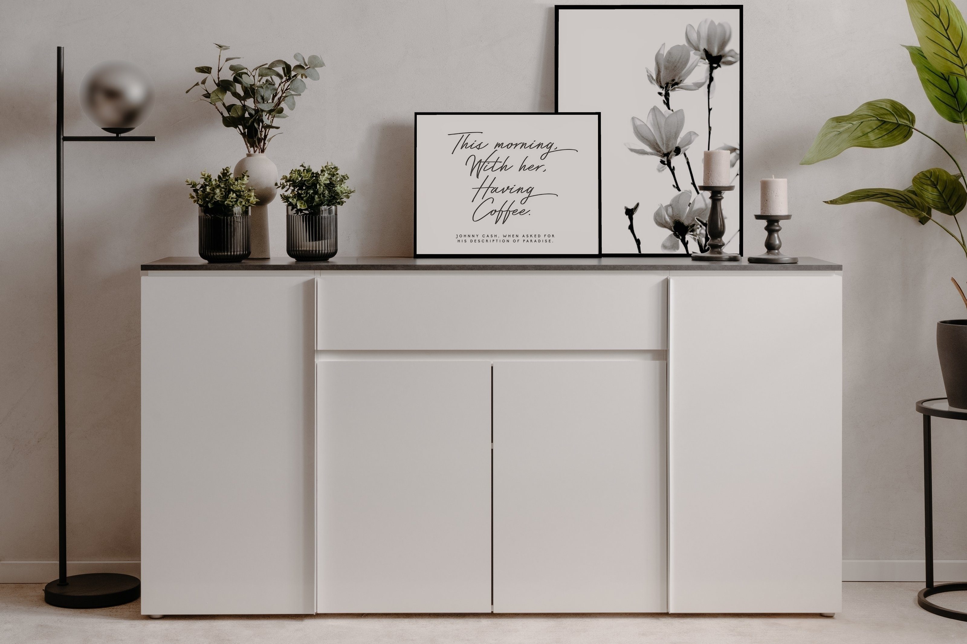 Finori Sideboard in Matera / weiß HGL - 177,5x92x40cm (BxHxT)