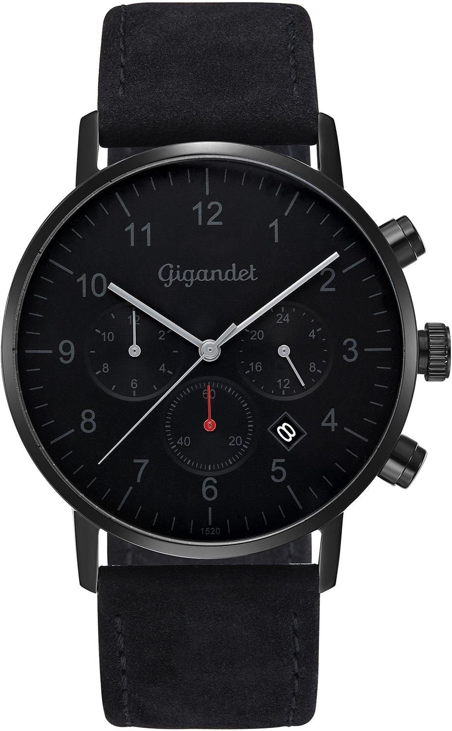 Gigandet Quarzuhr Minimalism II, Mineralglas, 2. Zeitzone, Datumsanzeige, 24-Std. Anzeige
