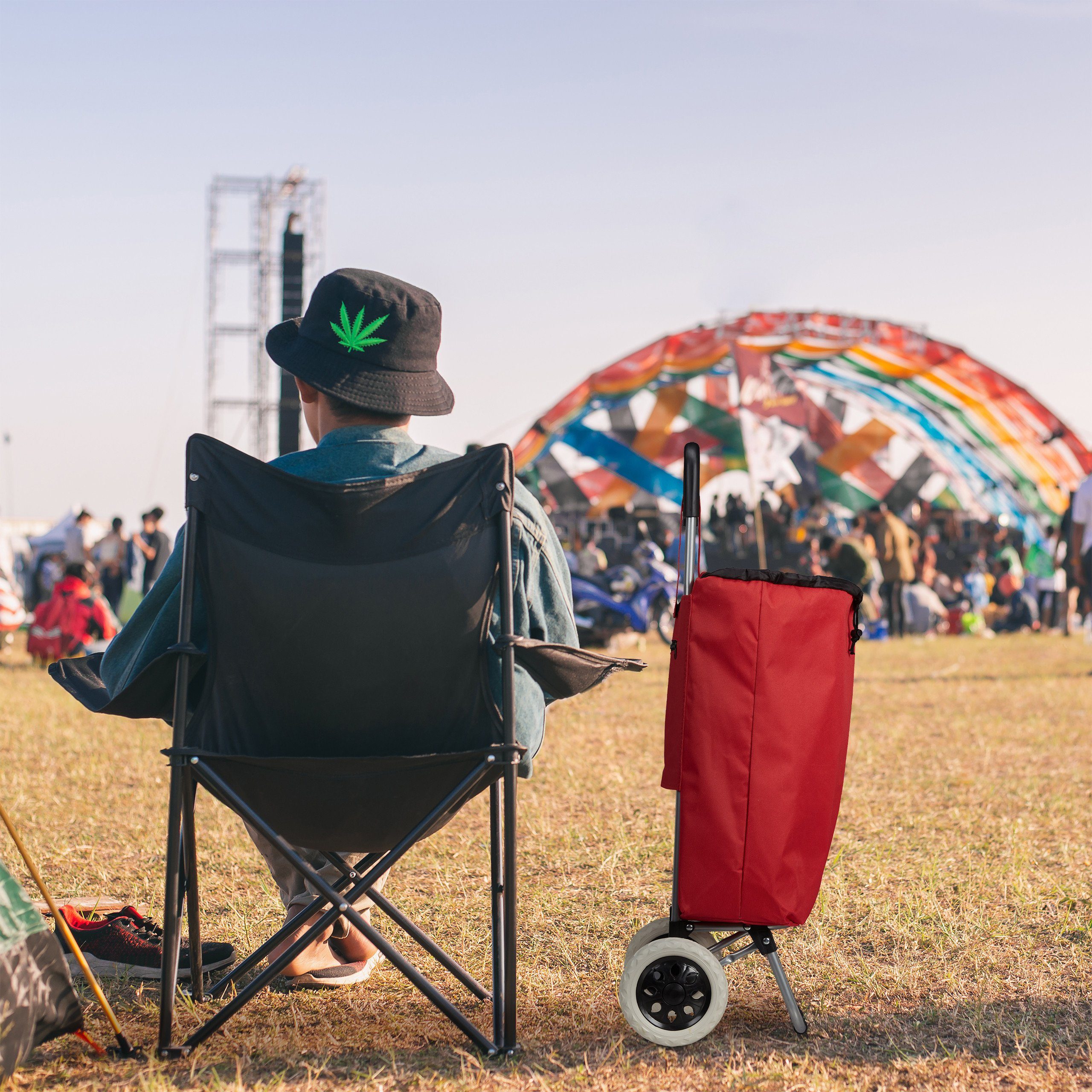 relaxdays Einkaufstrolley faltbar, Rot günstig online kaufen