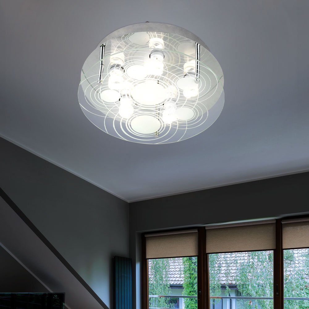 etc-shop Decken Leuchtmittel Wohn LED Zimmer silber LED Beleuchtung Warmweiß, Design inklusive, Deckenleuchte, Leuchte Ess