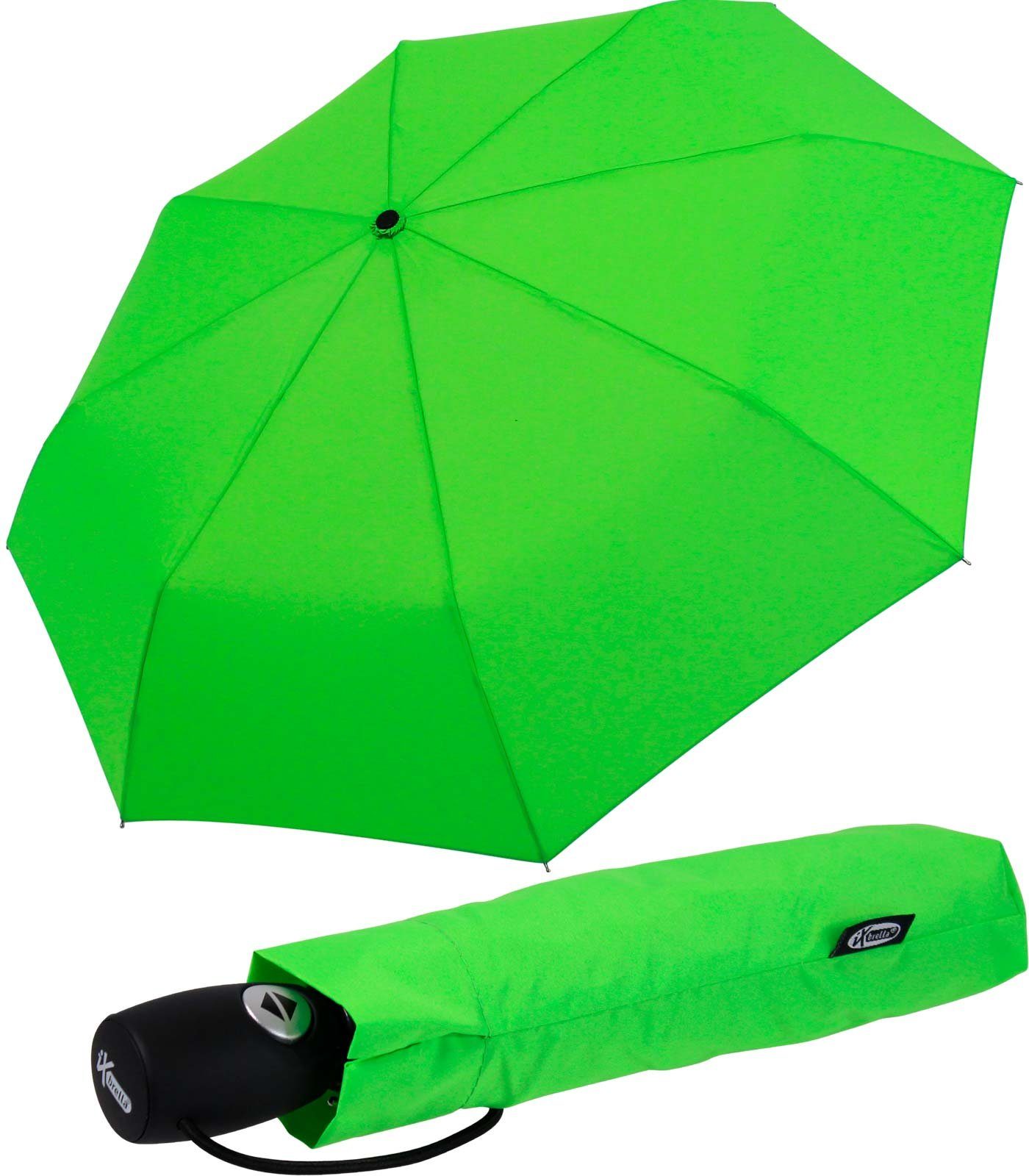 iX-brella Taschenregenschirm leichter moderner Schirm mit Auf-Zu-Automatik,  leuchtend