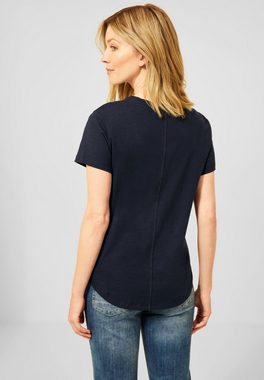 Cecil T-Shirt Cecil T-Shirt mit Streifenmuster in Deep Blue (1-tlg) Locker geschnitten