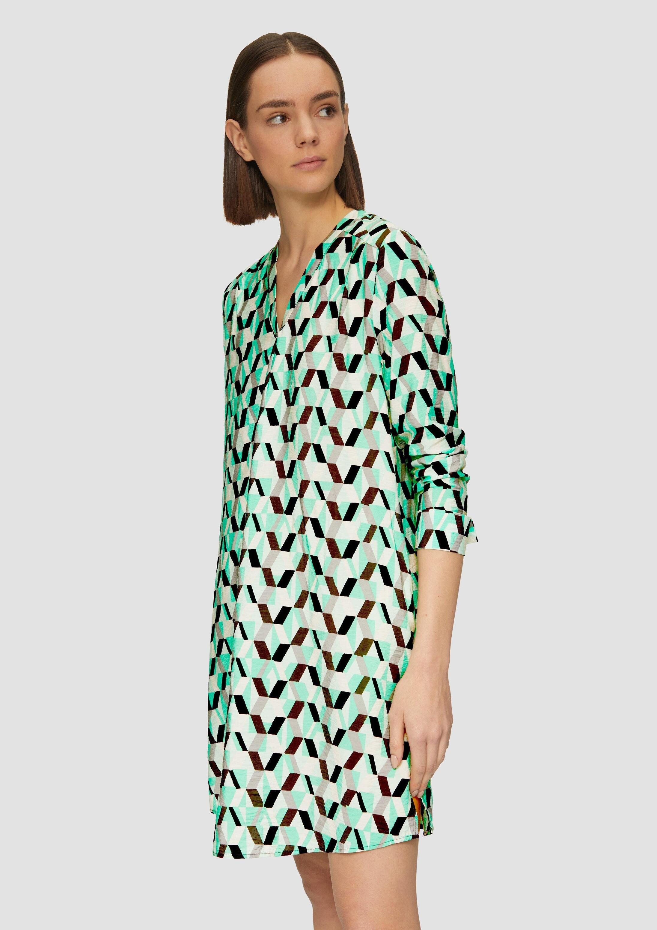 s.Oliver Minikleid Kleid Gemustertes Kleid mit Faltendetails