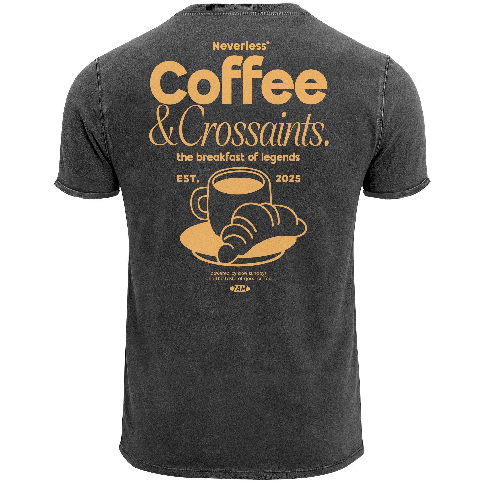 Neverless Print-Shirt Herren Vintage T-Shirt Backprint Printshirt Baumwolle Aufdruck Coffee mit Print