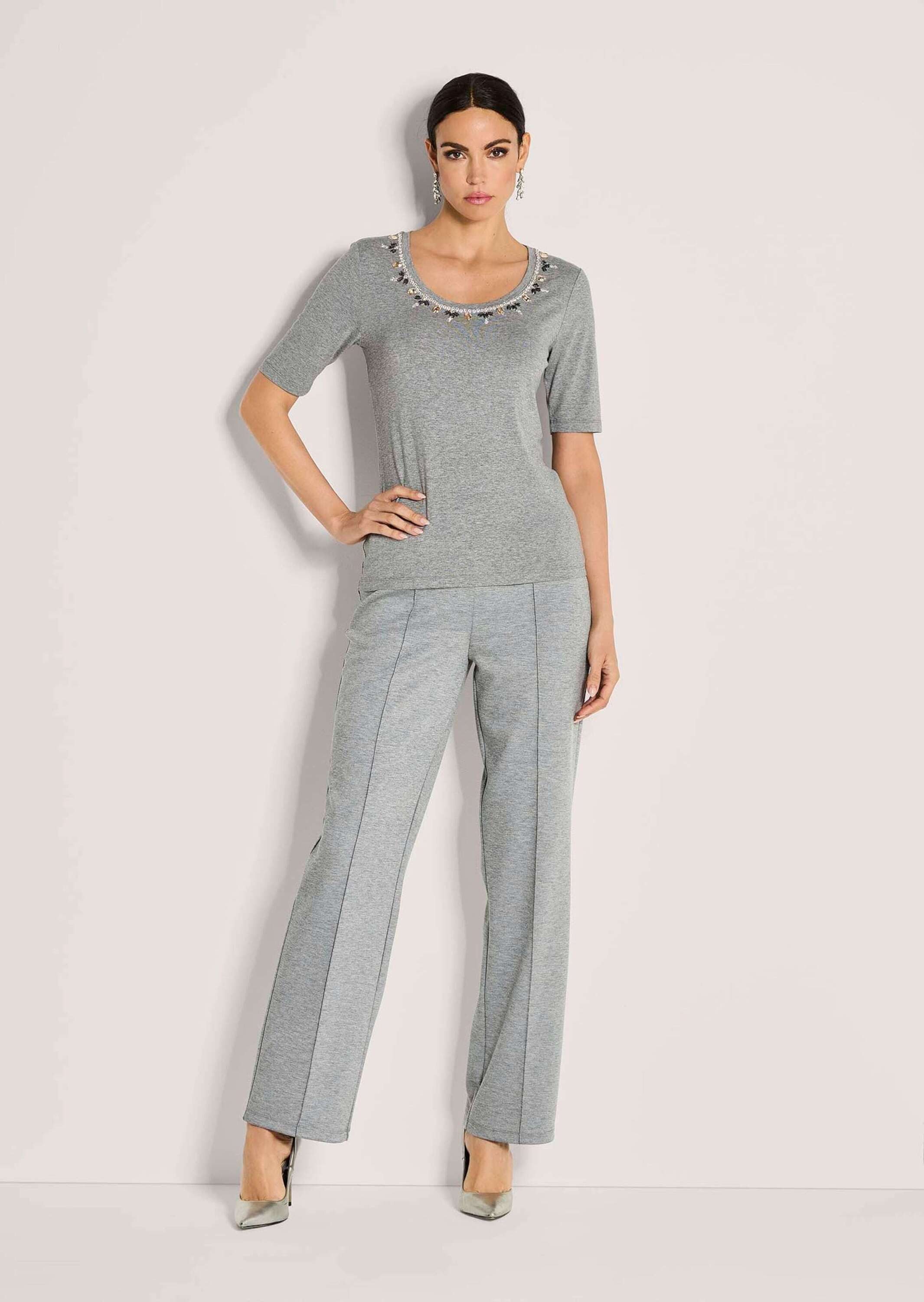 MADELEINE Kurzarmshirt Elegantes Oberteil mit Schmucksteinen Rundhals, funk günstig online kaufen