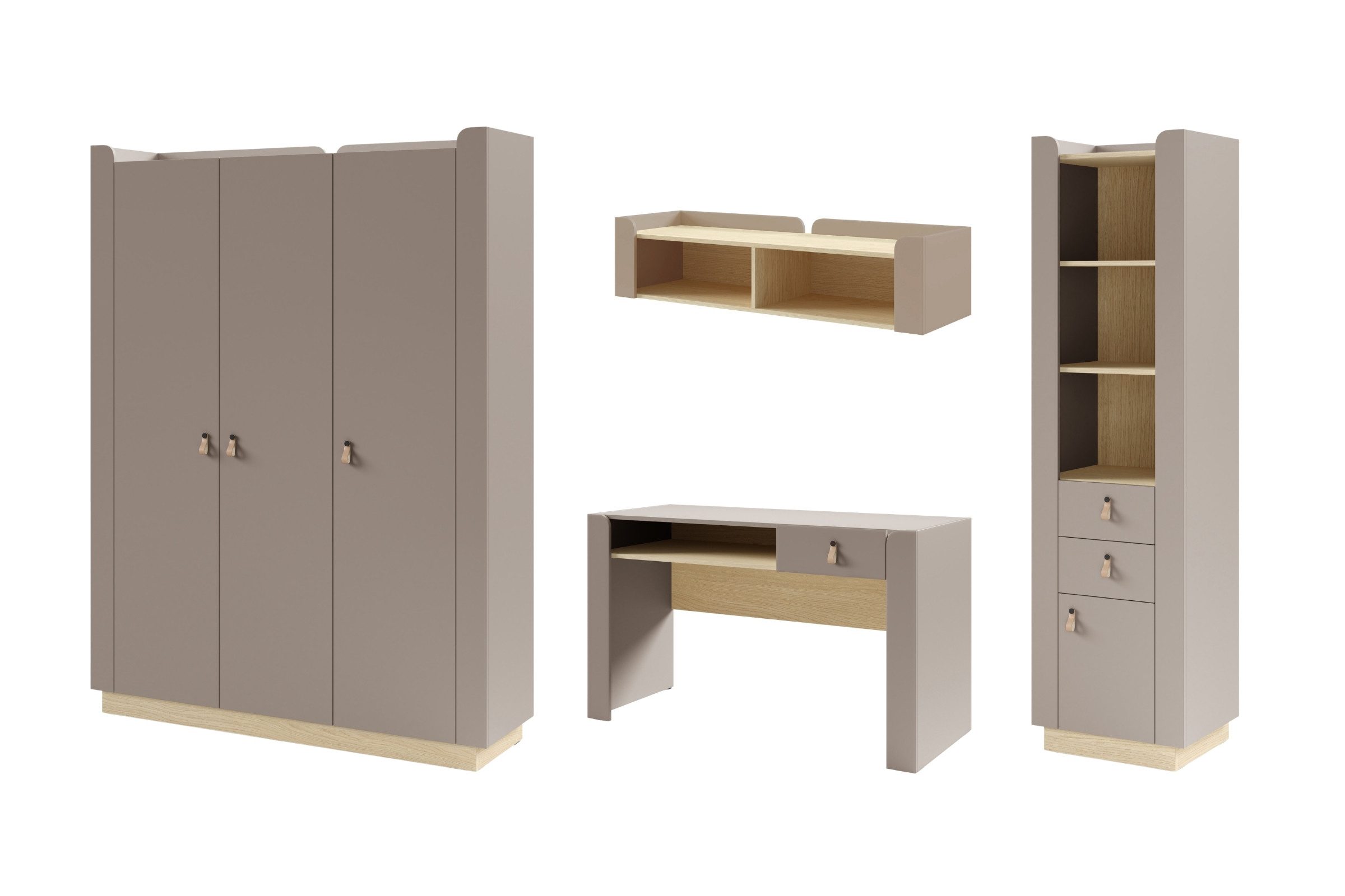 Deine Möbel 24 Jugendzimmer-Set SOVI C Kinderzimmer-Set, SOVI - Kollektion, (Set, 4-tlg., Möbel fü Kinder & Jugendliche), inkl. Kleiderschrank 3-türig, Schreibtisch, Hängeregal, Regal