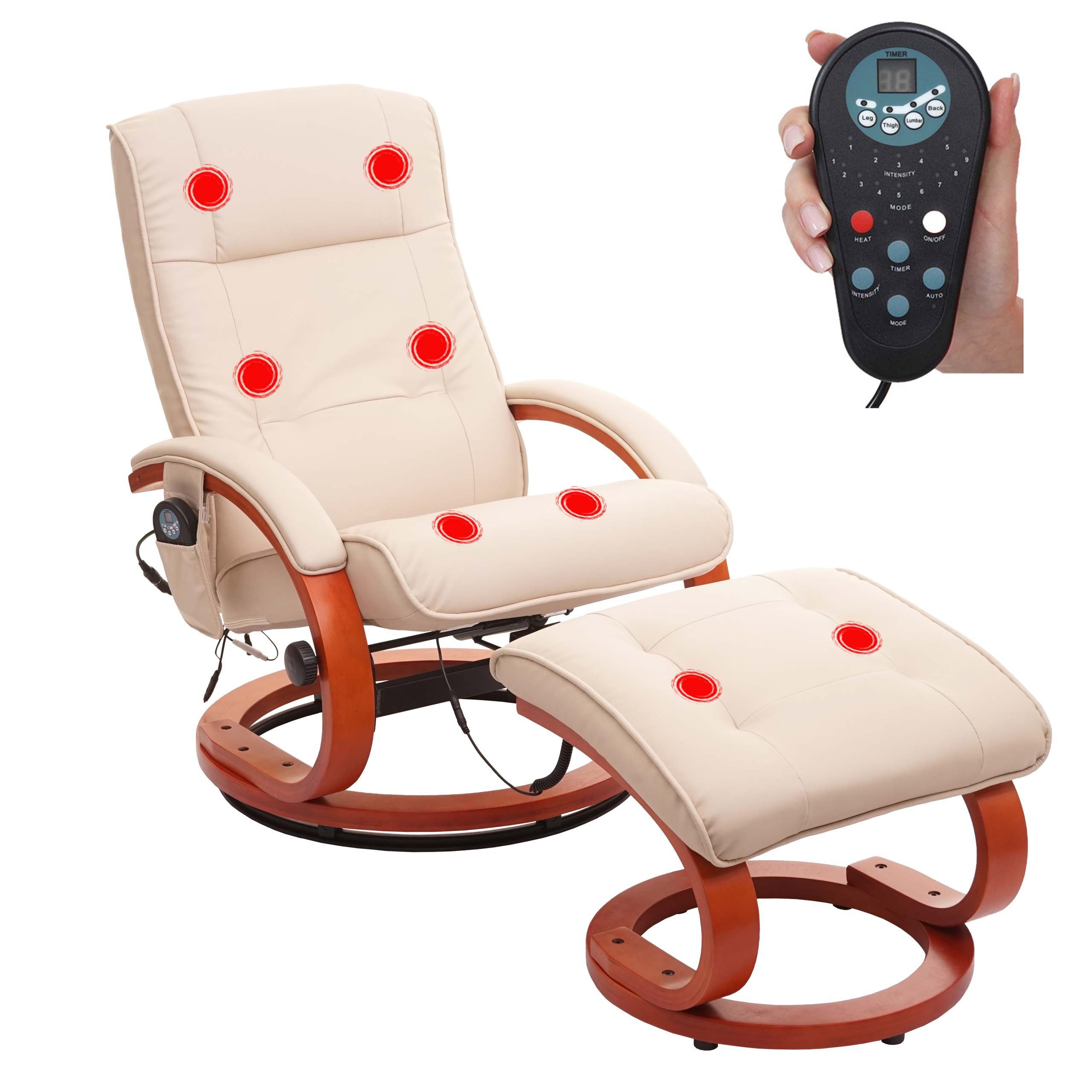 MCW Massagesessel Pescatori II, Um 360° drehbar, Mit Massagefunktion, Inkl. Hocker, neigbar