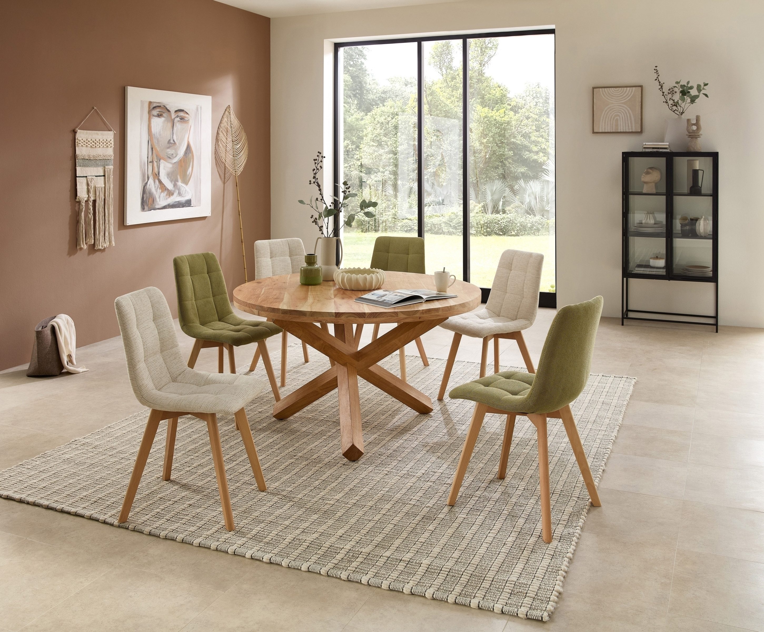 PREISBRECHER 4-Fußstuhl Belana (2er Set), (2er Set) in beige, Buche - 55x89x46 (BxHxT)