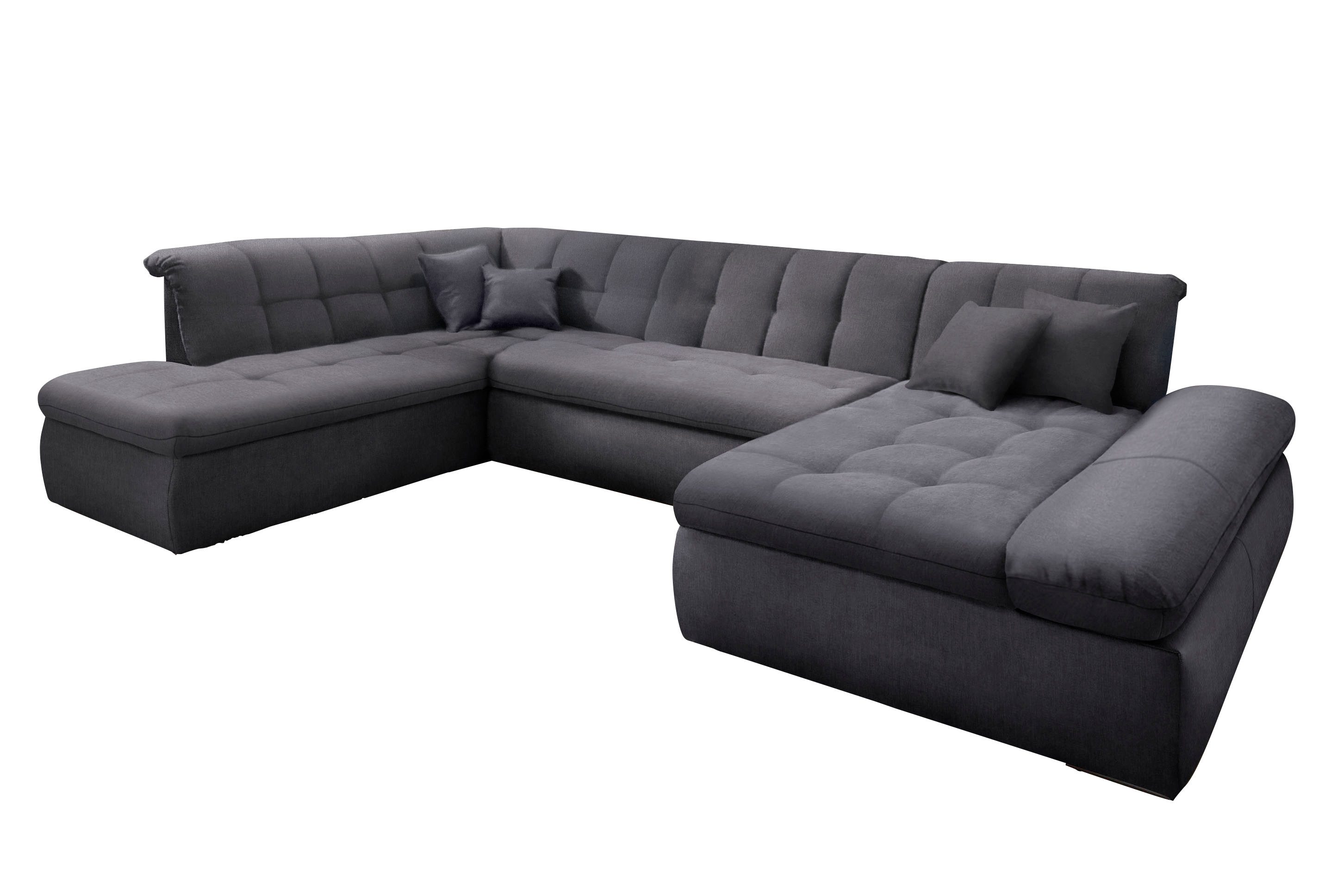 DOMO collection Wohnlandschaft NMORIC im XXL-Format, 353x216x80 cm, inkl. Zierkissen U-Form, wahlweise mit Bettfunktion und Armlehnenverstellung – Bild 2 von 5