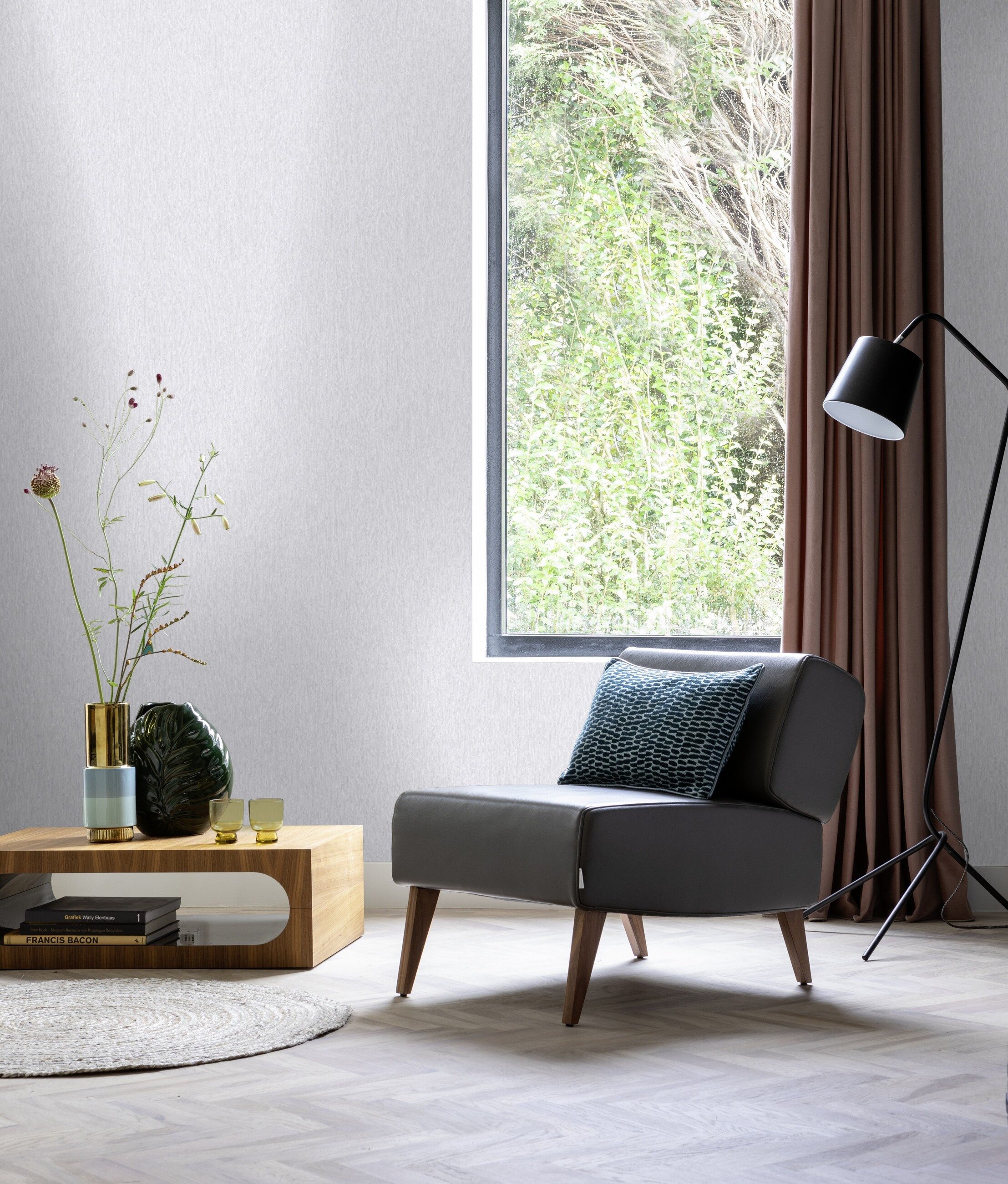 Rasch Papiertapete 201819 weiß mit feinen Rillen, strukturiert, uni, unifarben, einfarbig, (1 St), überstreichbar