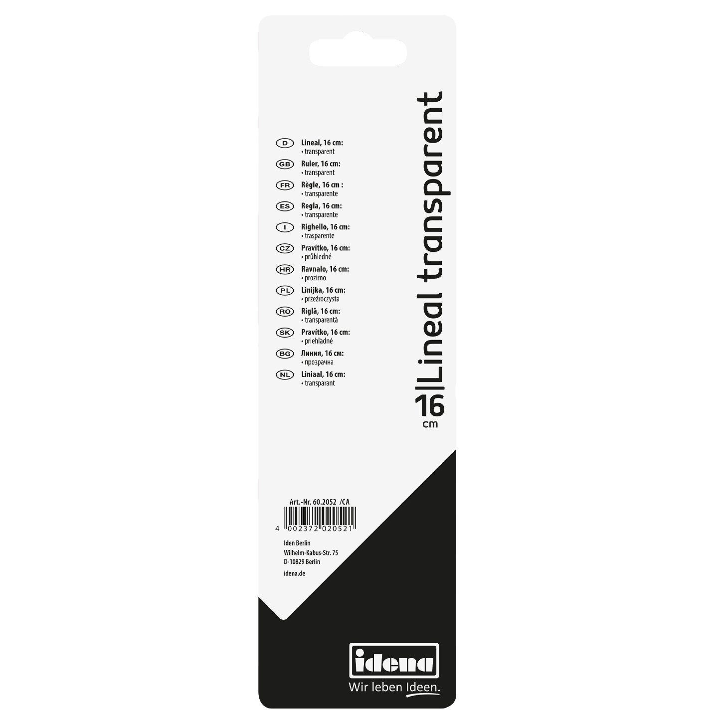 Idena Lineal Idena 602052 - Kunststoff-Lineal mit 16 cm Länge, Millimeter- und – Bild 4 von 5
