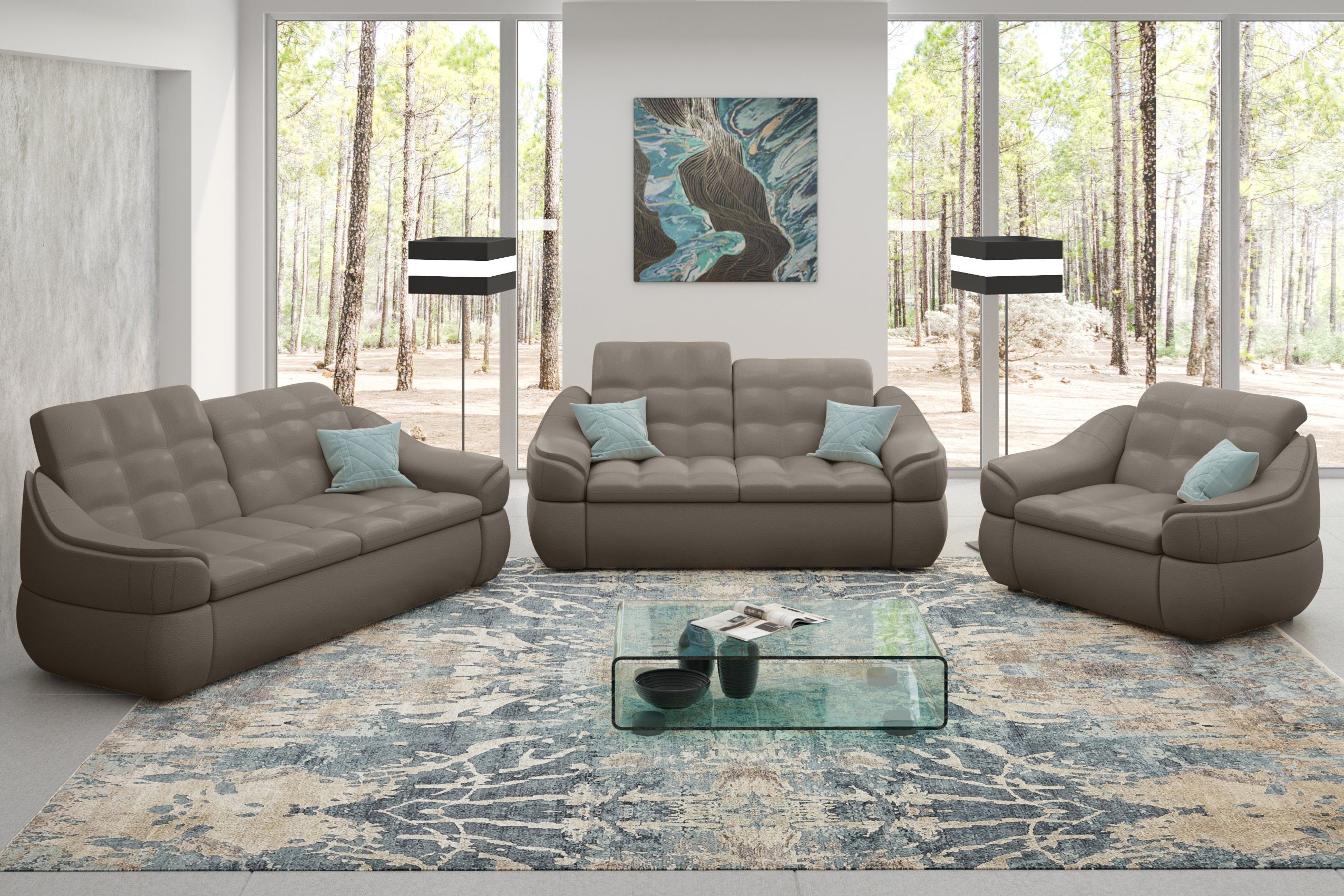 Stylefy Polstergarnitur Alisa, (Set (3-tlg), bestehend aus 2-Sitzer Sofa, 2,5-Sitzer Sofa und Sessel, Modern Design, made in Europa