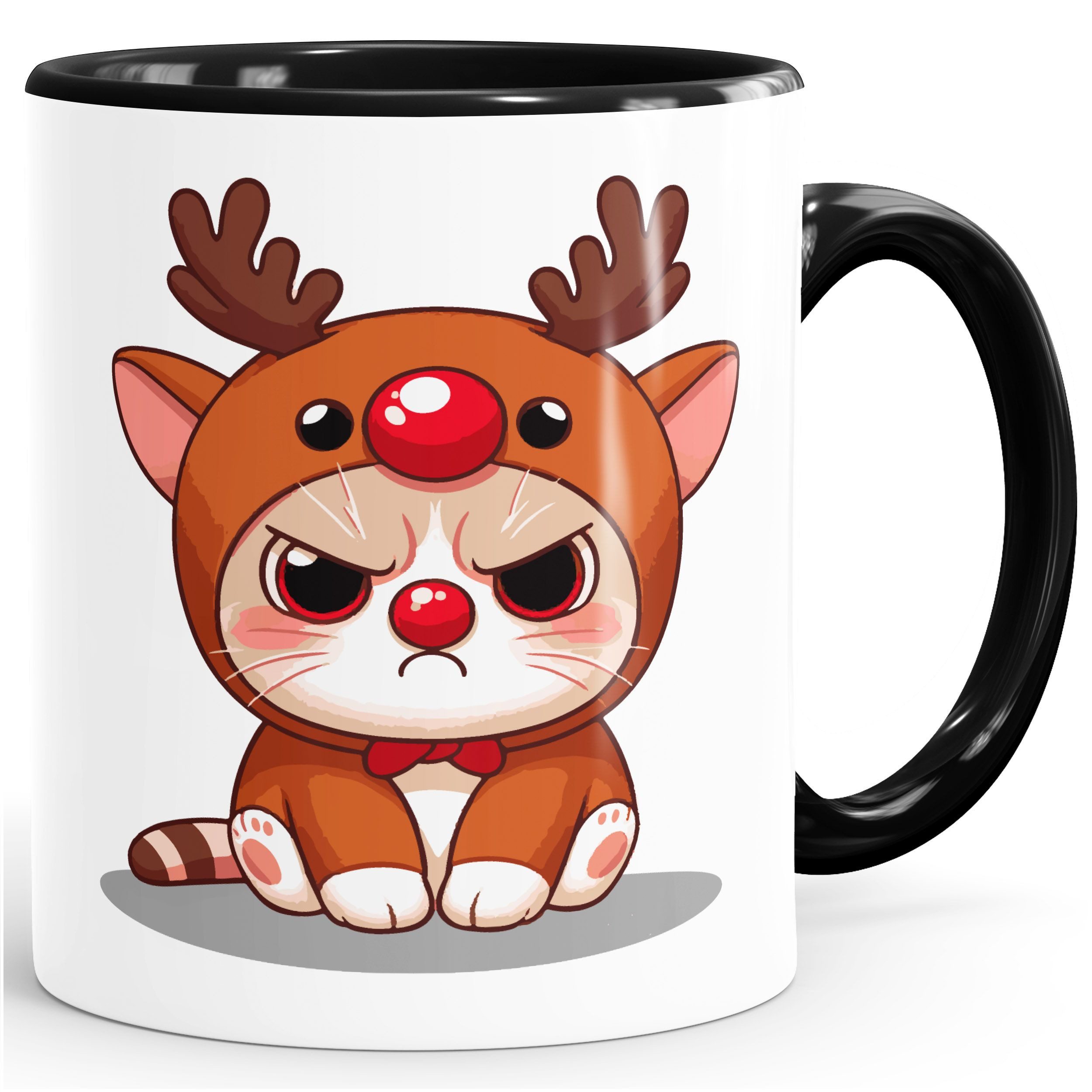 MoonWorks Tasse Kaffee-Tasse Katze Rentier Rudolf Grumpy Cat Geschenk ...