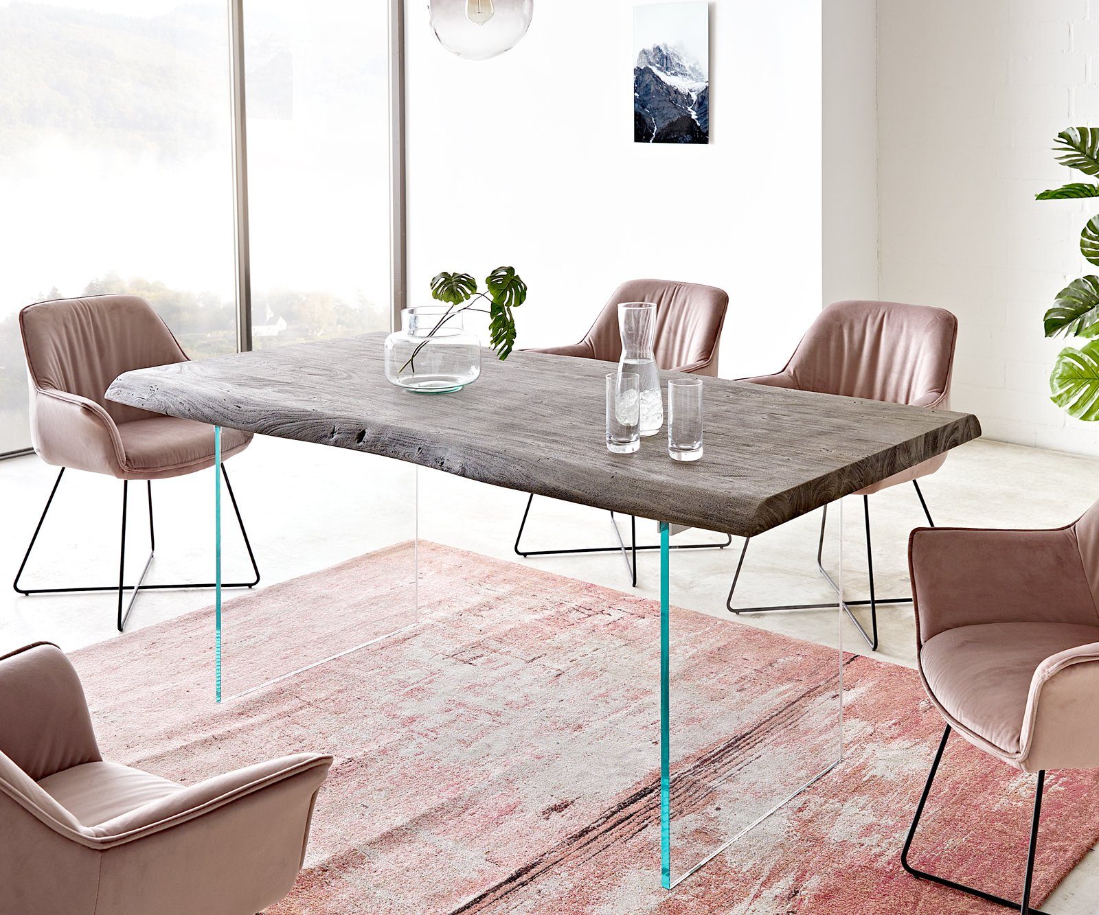 DELIFE Esstisch Edge, Akazie Platin 180x90 günstig online kaufen