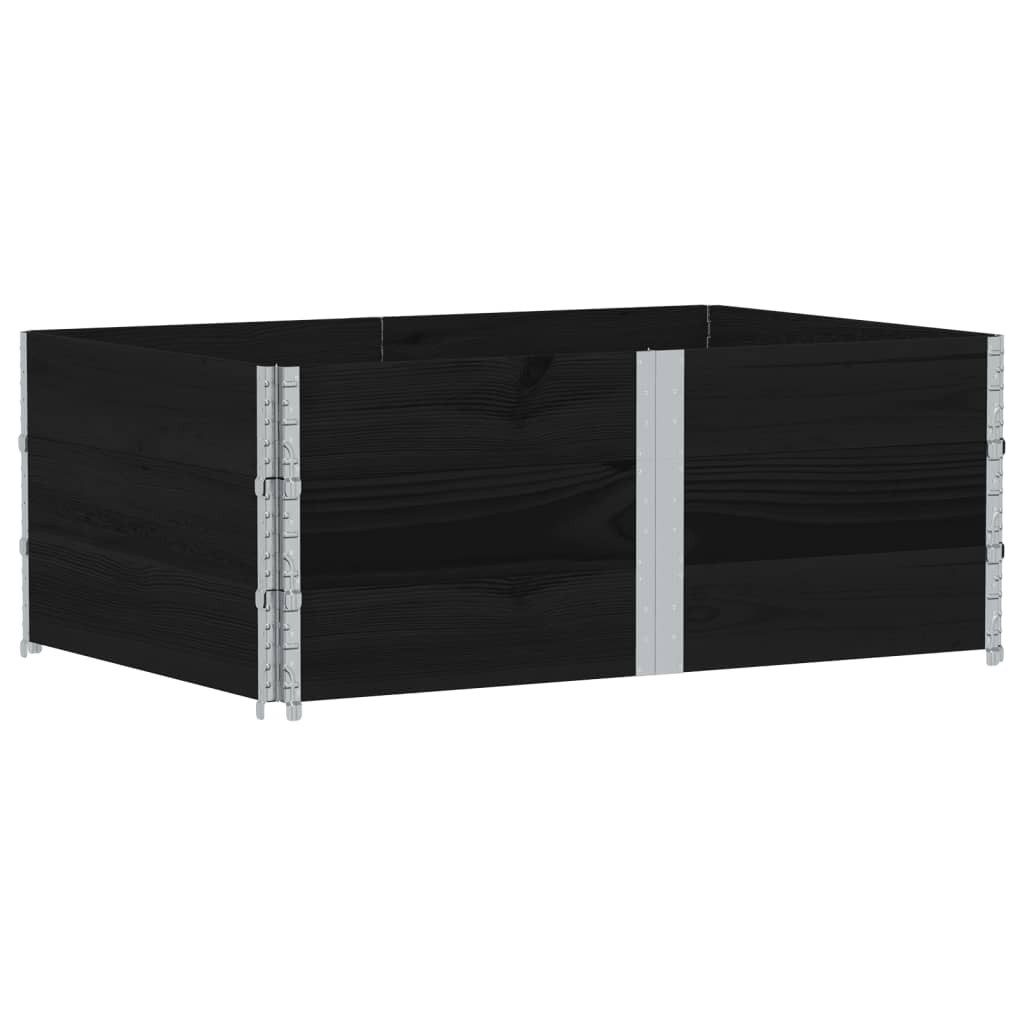 vidaXL Palettenbett Paletten-Aufsatzrahmen 3 Stk. Schwarz 150x100 Massivholz Kiefer (3-tlg)