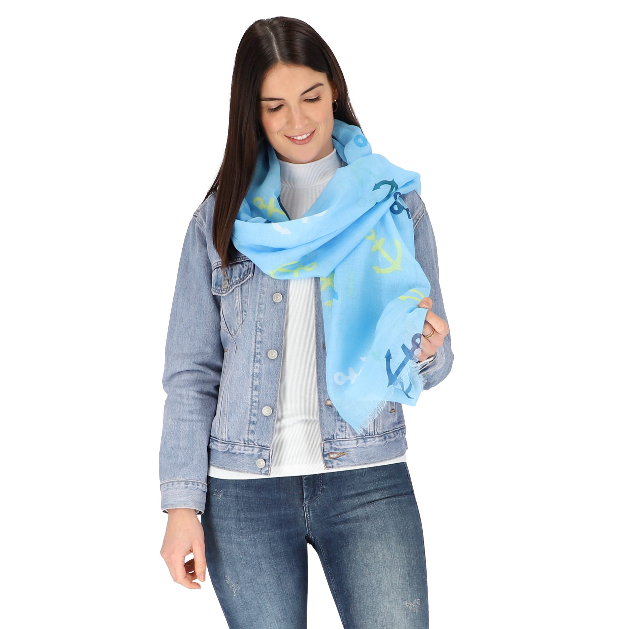 halsüberkopf Accessoires Modeschal Schal, Schal mit blau Muster maritimem
