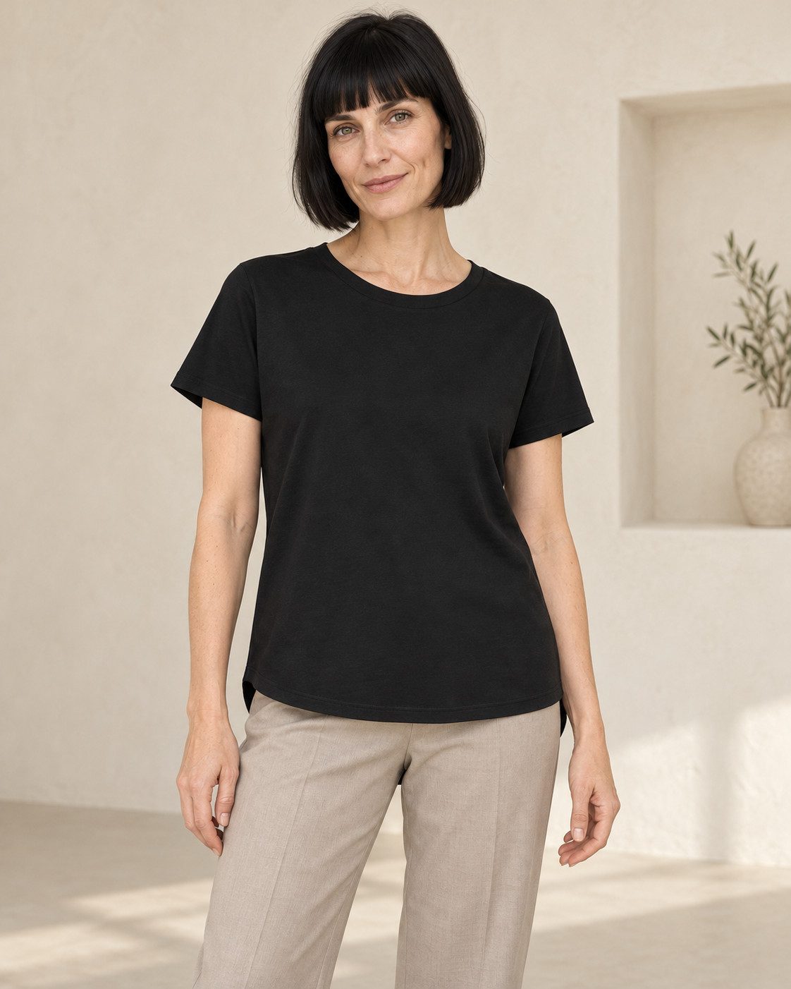 Sitztgut T-Shirt für Damen aus Baumwolle und Modal, locker geschnitten (1-tlg) 155 g/m² Single Jersey aus Baumwolle und Modal