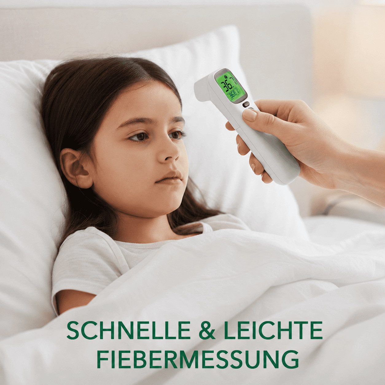 IEA Green Infrarot-Fieberthermometer kontaktloses Fieberthermometer AOJ-20A, FSC Verpackung, 1-tlg., für Babys/Kinder/Erwachsene, Stirn & Ohr, Farbwarnsystem
