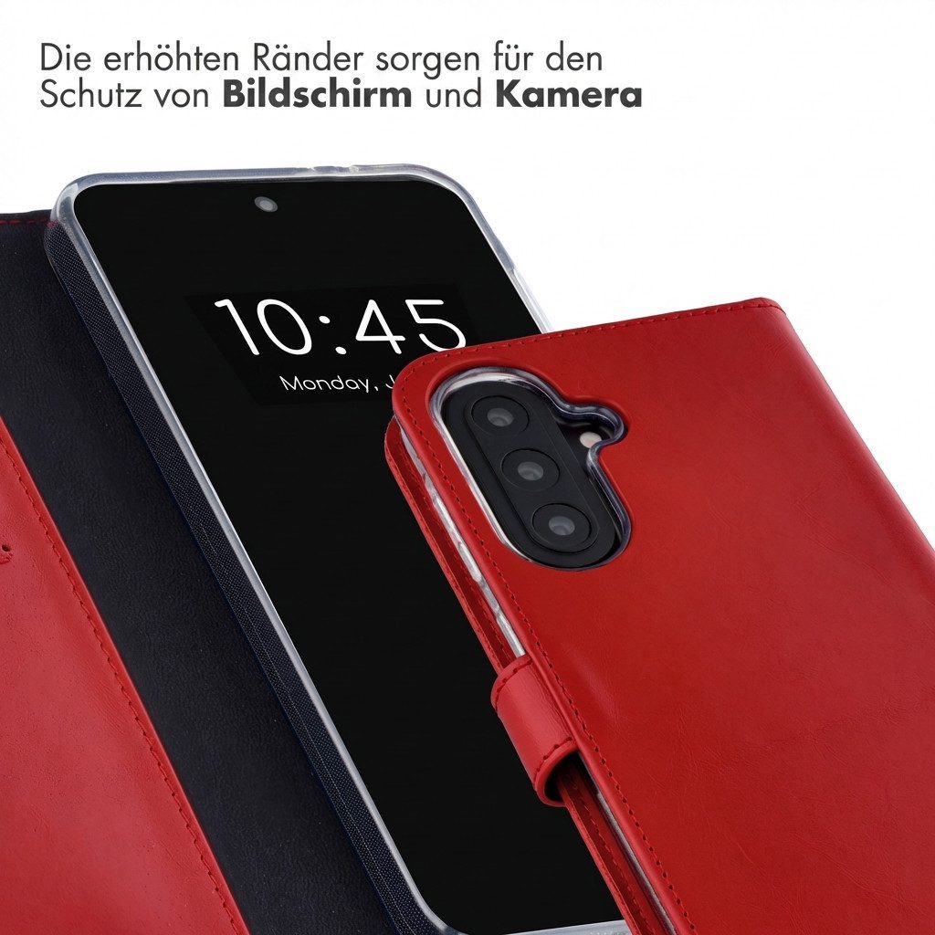 Selencia Smartphone-Mappe Selencia Echtleder Klapphülle Samsung Galaxy A57 (5G) - Rot – Bild 4 von 5