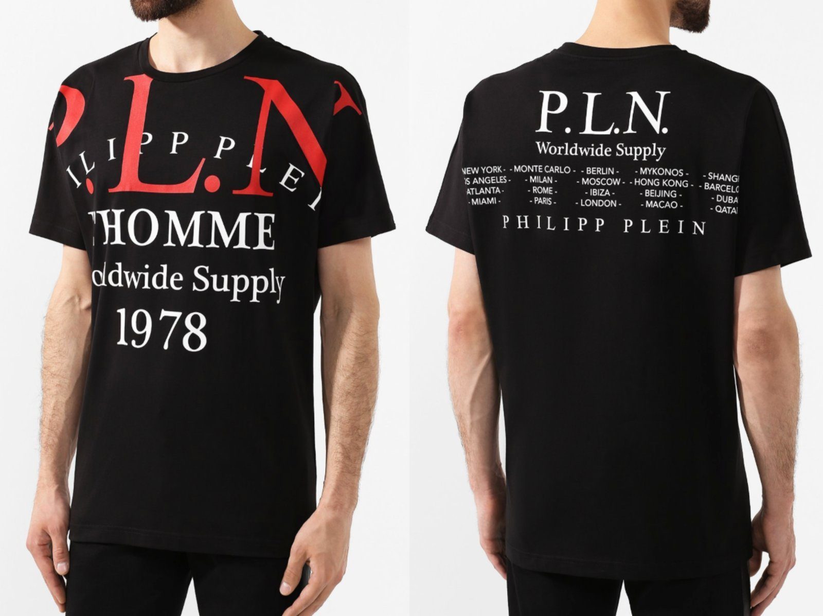 PHILIPP PLEIN T-Shirt Philipp Plein Mens Cult Iconic Cult Gold Cut Shirt Round Neck P.L.N. T