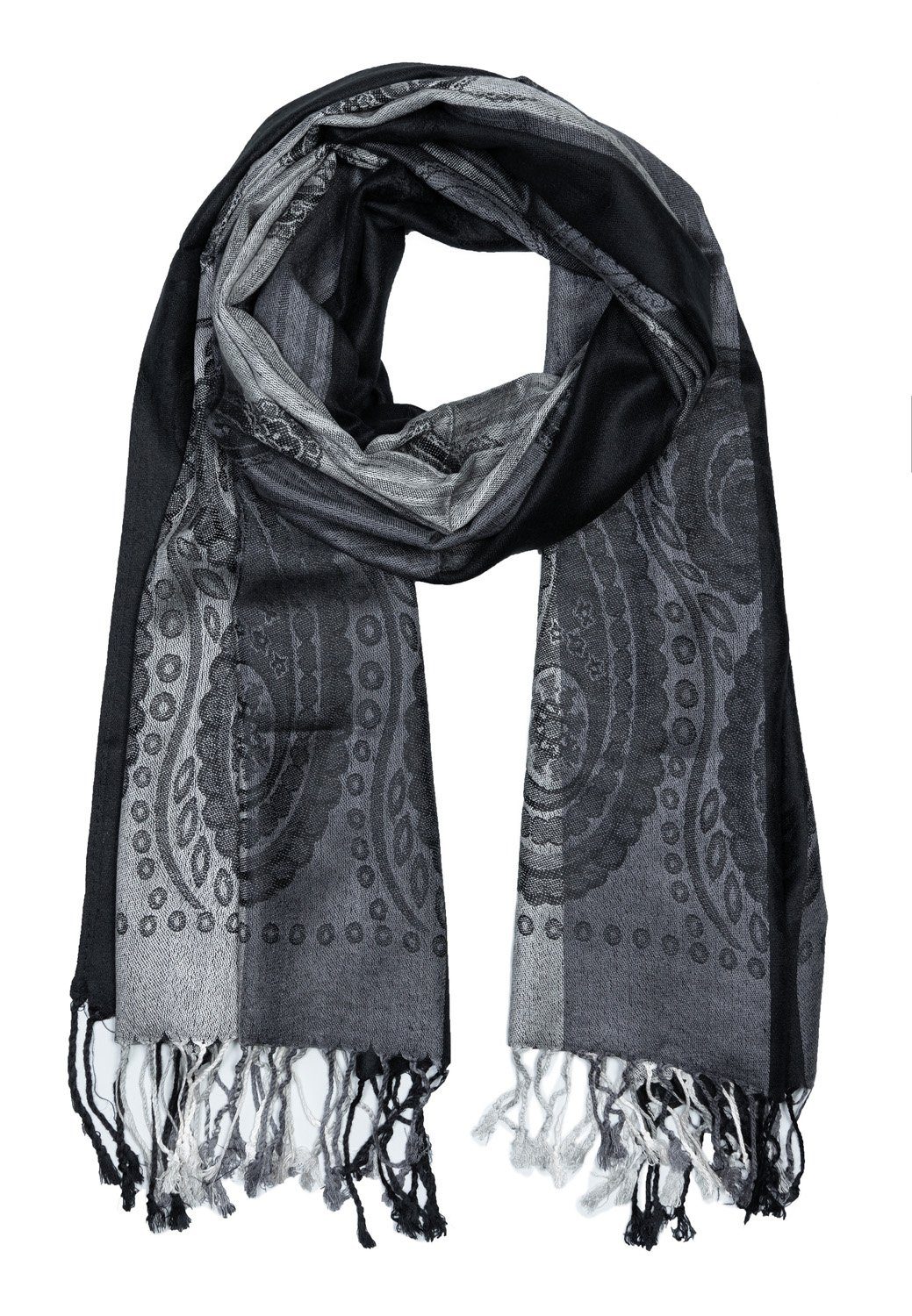 Goodman Design Modeschal Schal Love mit verspielten Quasten und Paisley Design, Sehr hochwertiges Material Schwarz