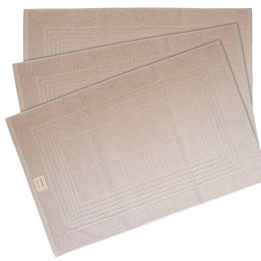 Dyckhoff Badematte 3 Badvorleger NATURE 50x80cm - stein, Waschtemperatur bis 60 °C, Trockner geeignet, Baumwolle, quadratisch